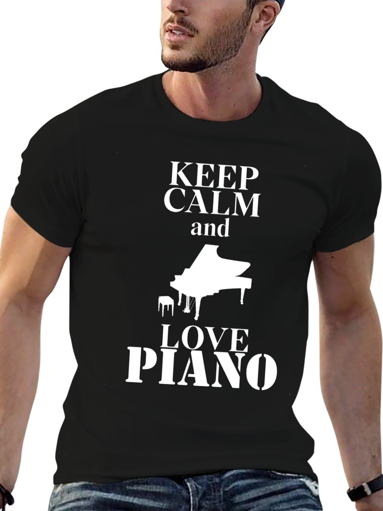 Black Keep Calm & Love Piano Black T-Shirt view 6