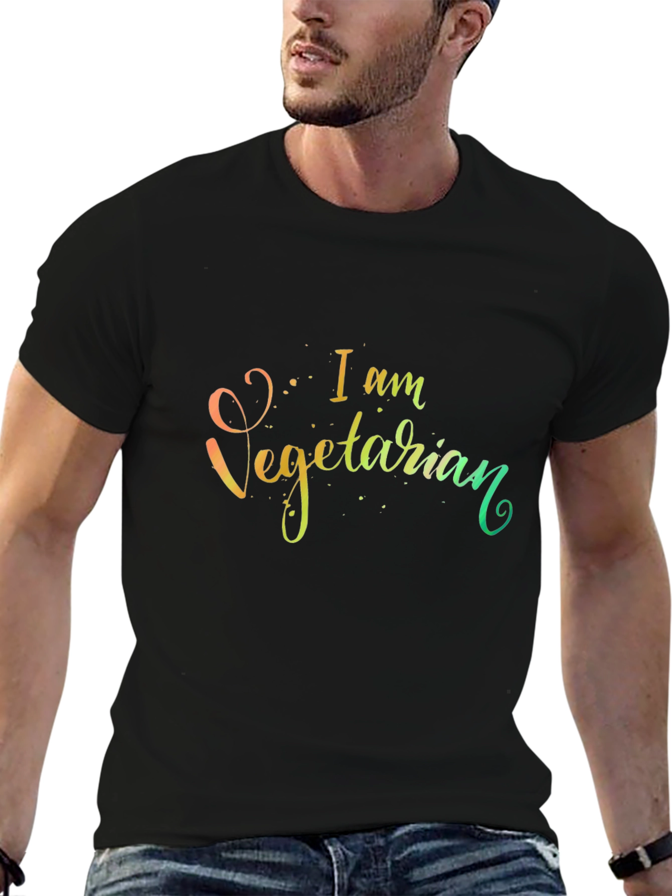 Black I am Vegetarian Graphic Tee view 6
