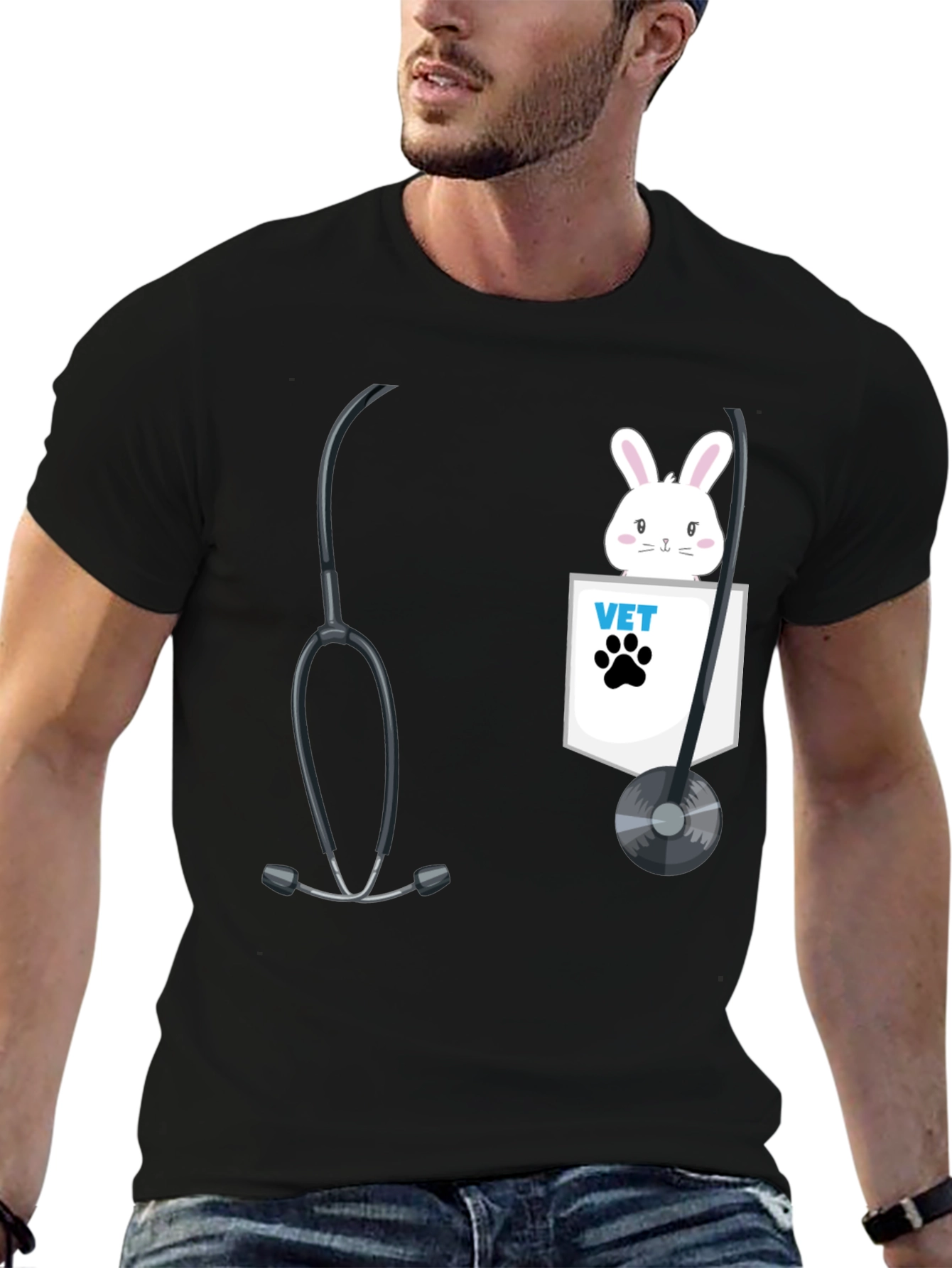 Black Vet Bunny Pocket T-Shirt view 6