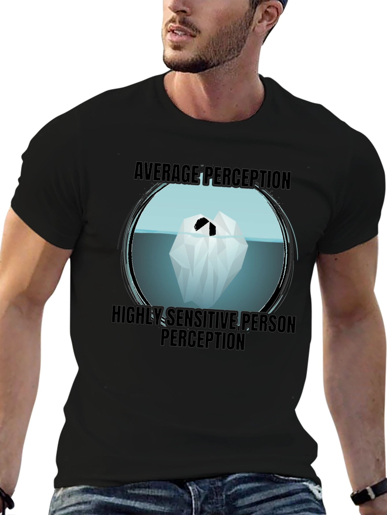 Black Iceberg Perception T-Shirt - Sensitive Person view 6