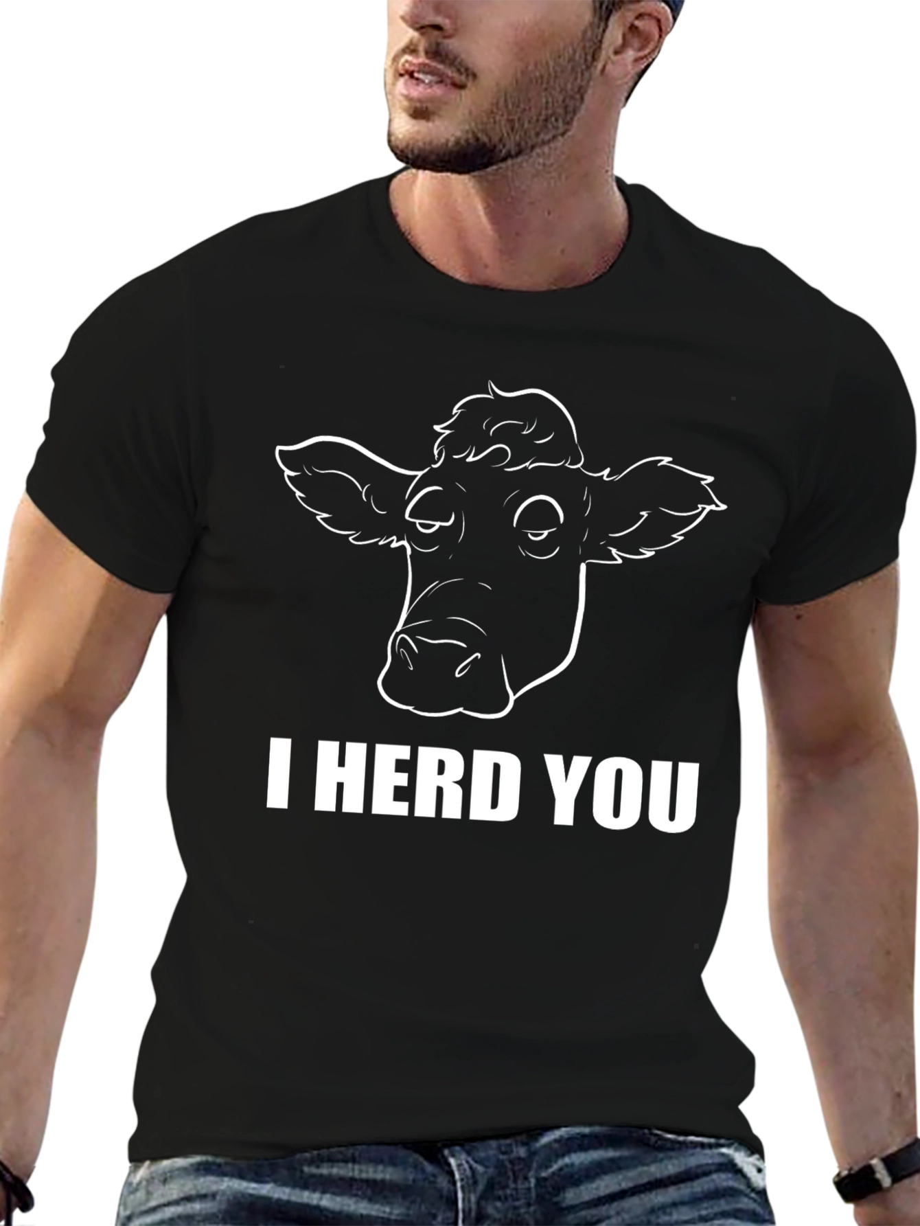 Black Funny Cow T-Shirt - I Herd You Tee view 6