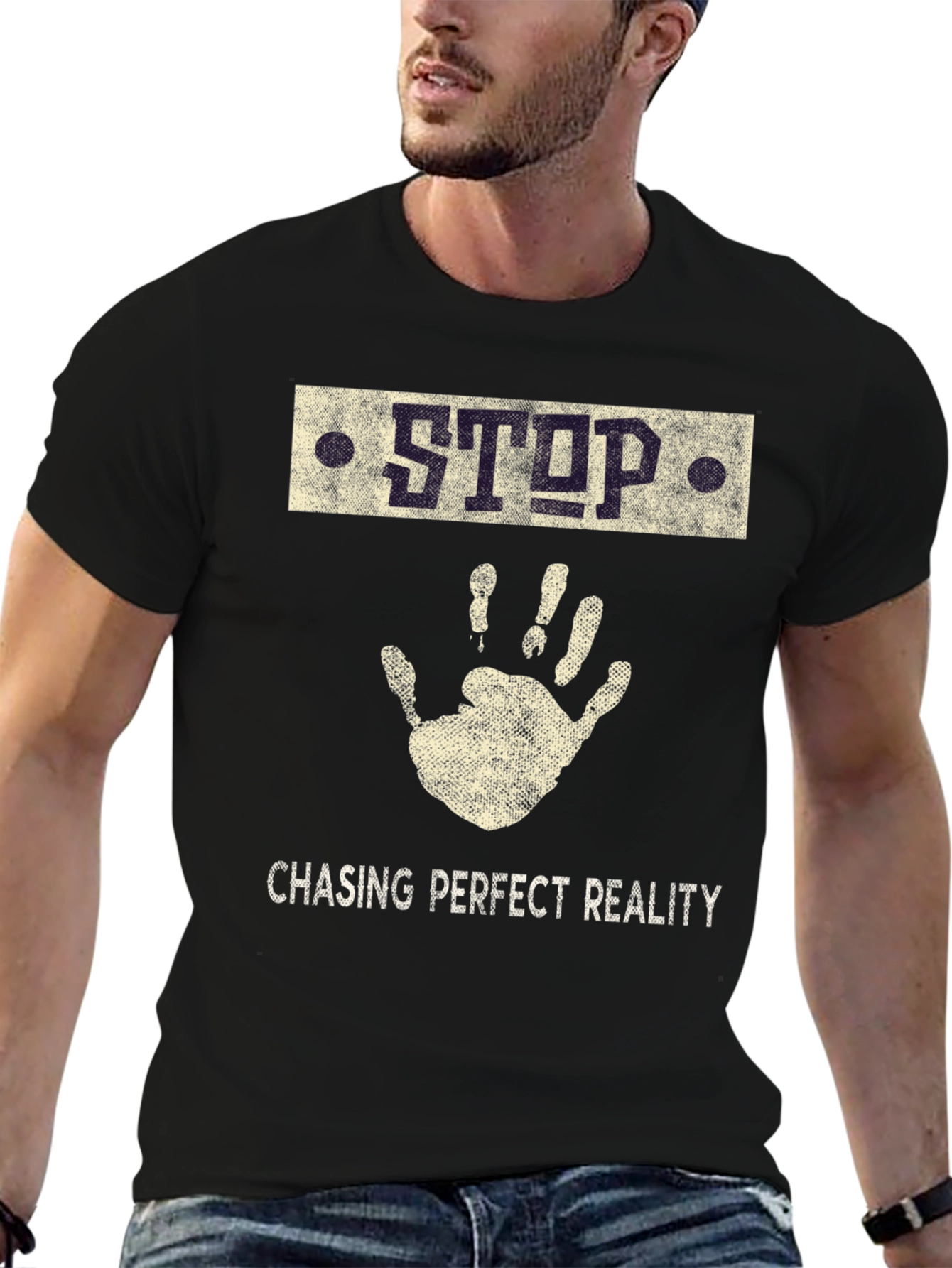 Black Stop Chasing Reality Graphic Tee view 6