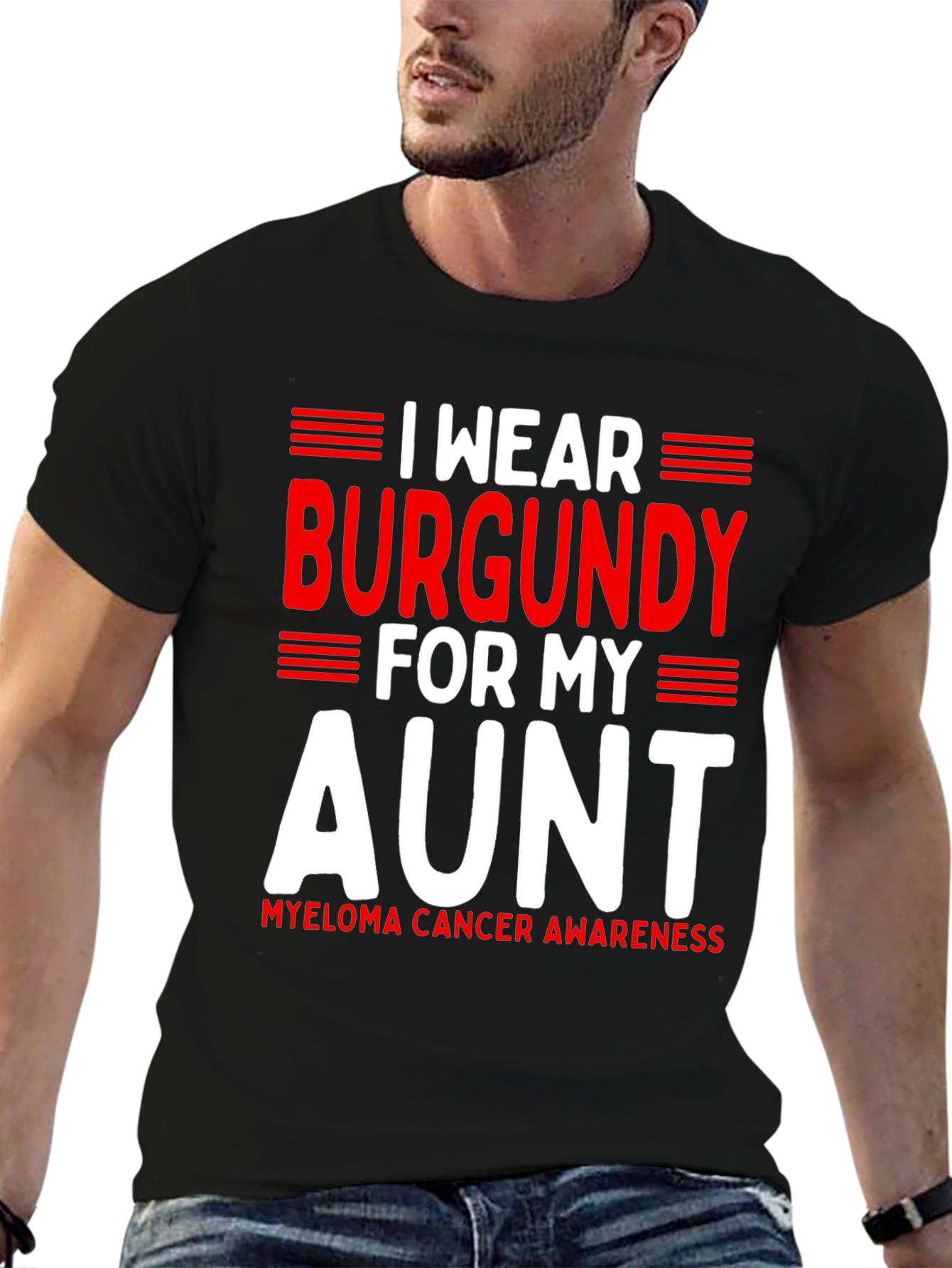 Black I Wear Burgundy For My Aunt T-Shirt view 6