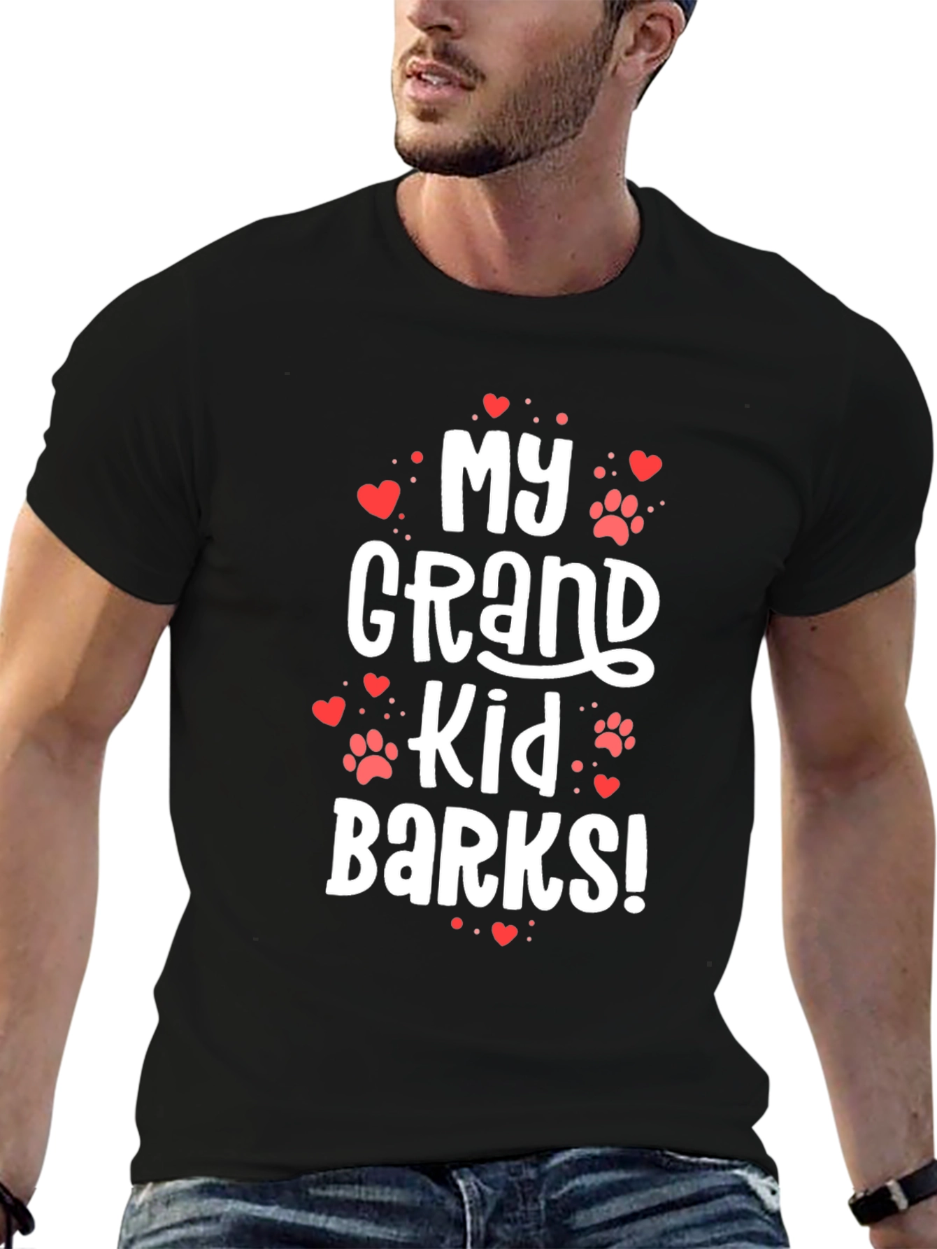Black My Grand Kid Barks! Novelty Graphic Tee view 6