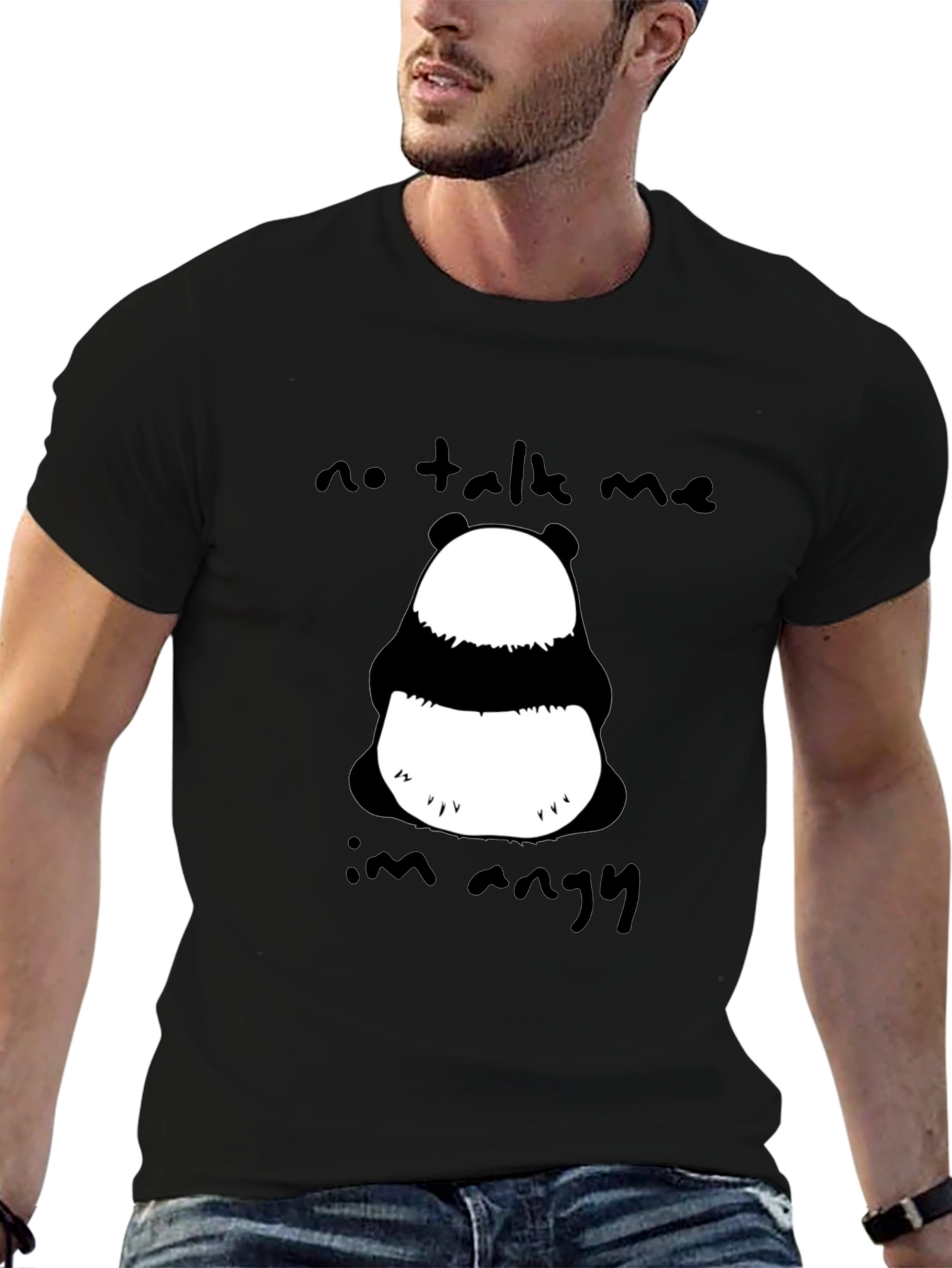 Black Angry Panda Graphic T-Shirt - Unisex Cotton Tee view 6