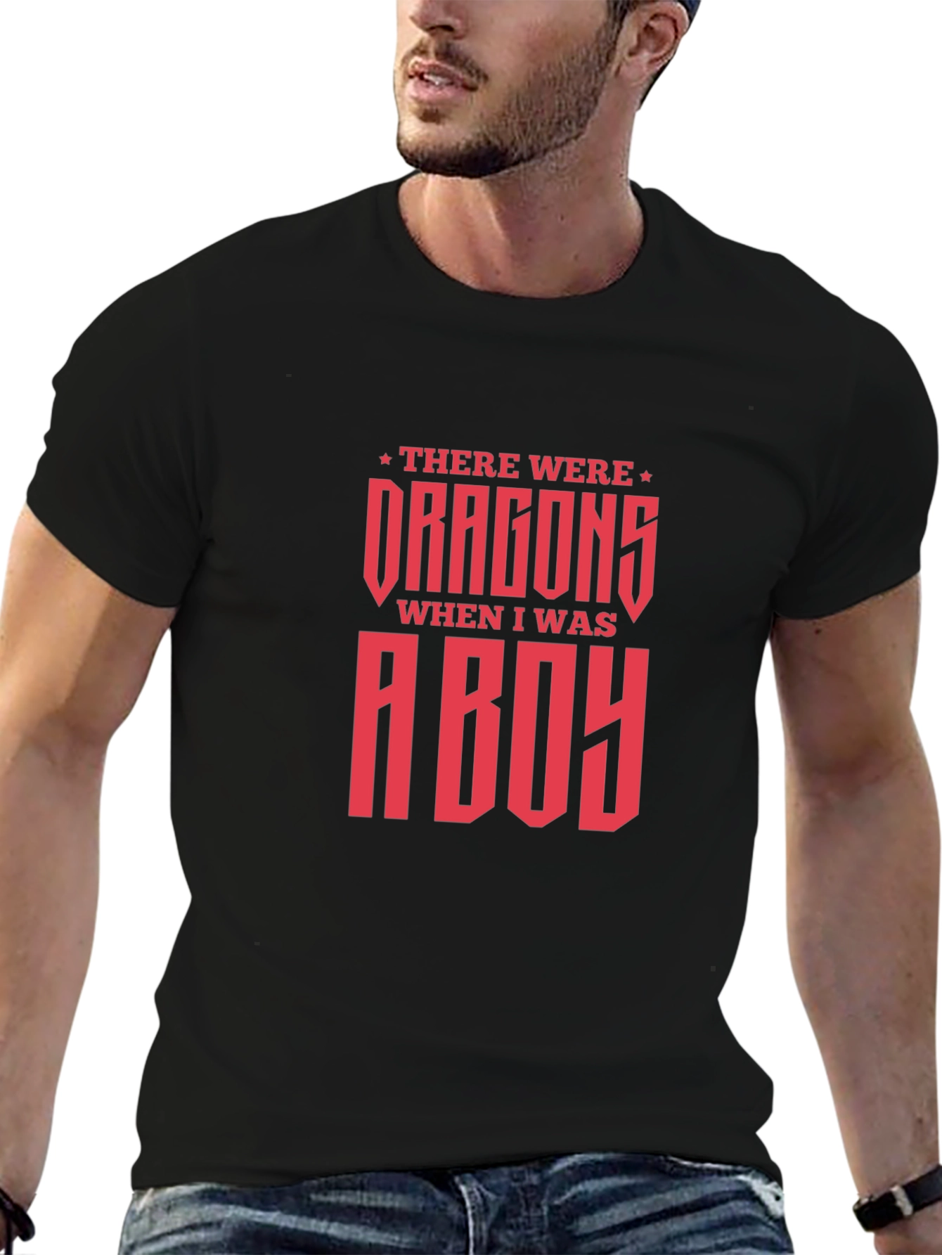 Black There Were Dragons When I Was A Boy Graphic Tee view 6