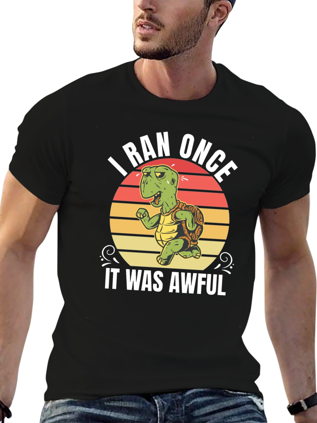 Black I Ran Once Turtle T-Shirt view 6