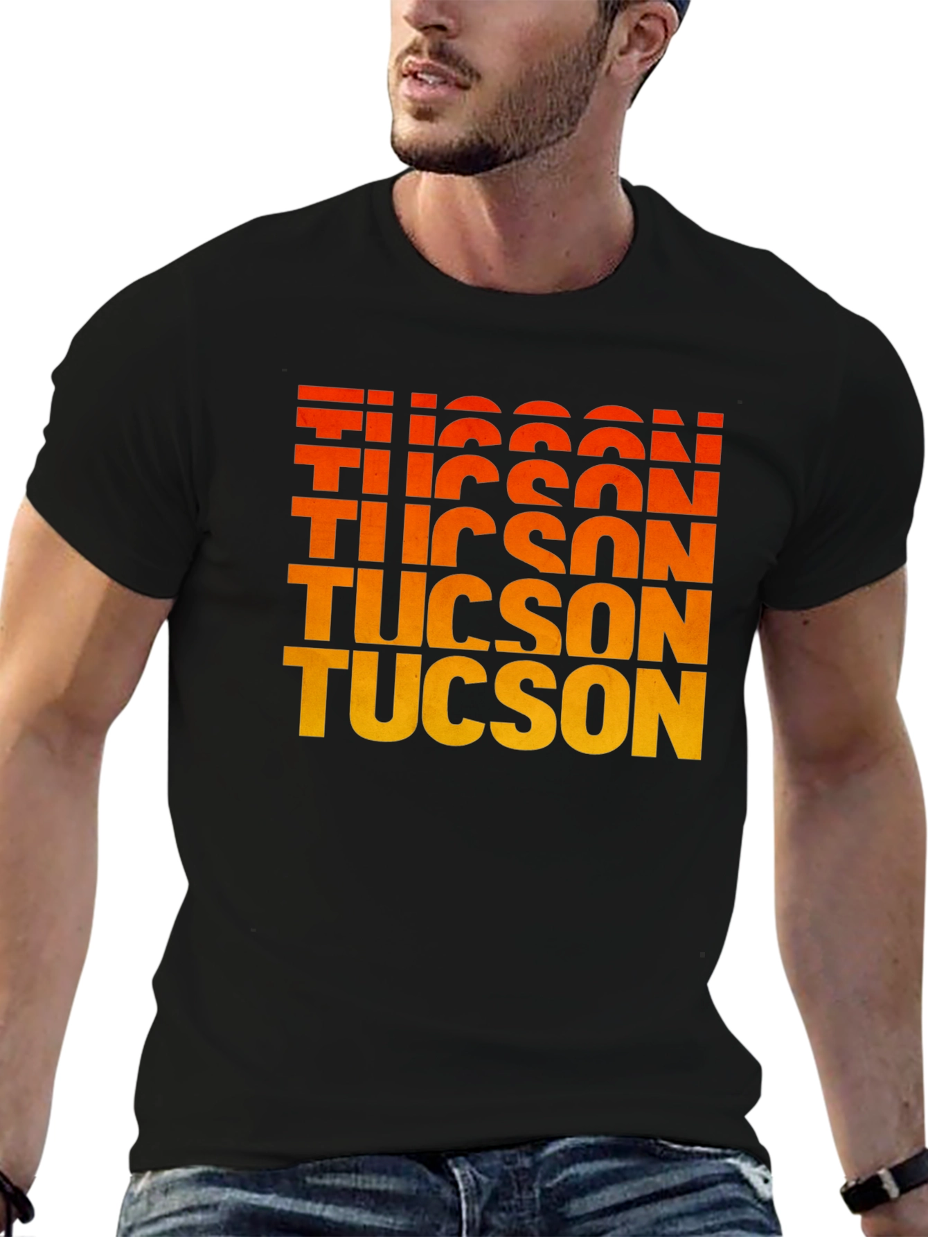 Black Tucson Gradient Text Graphic Tee - Retro Style view 6