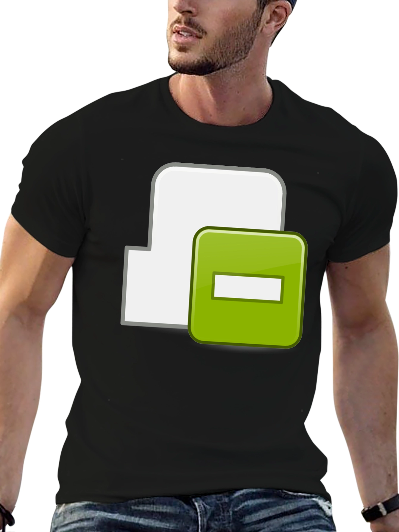 Black Black T-Shirt with Minus Sign Icon view 6