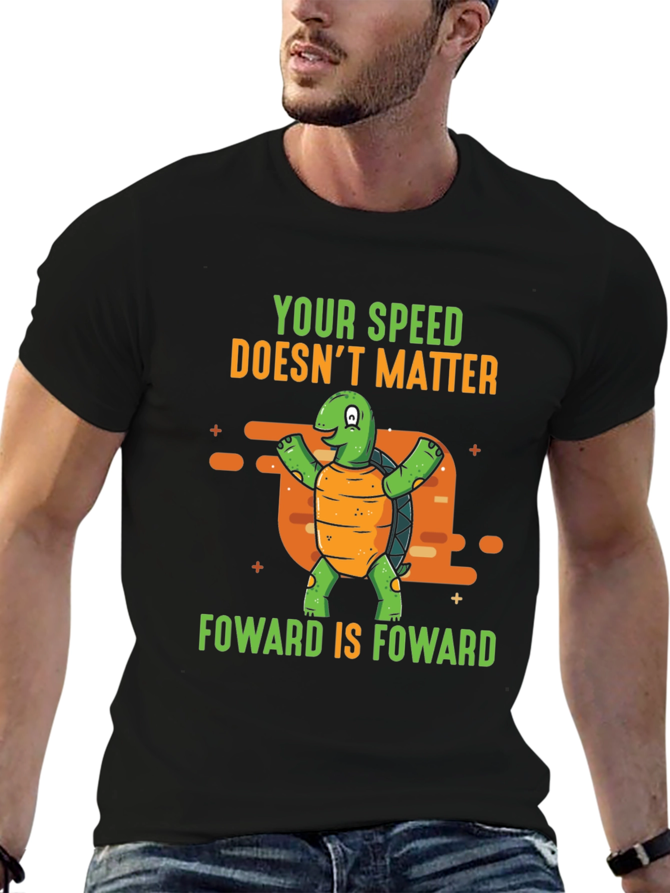 Black Funny Turtle Graphic T-Shirt - Your Speed Doesn't Matter view 6