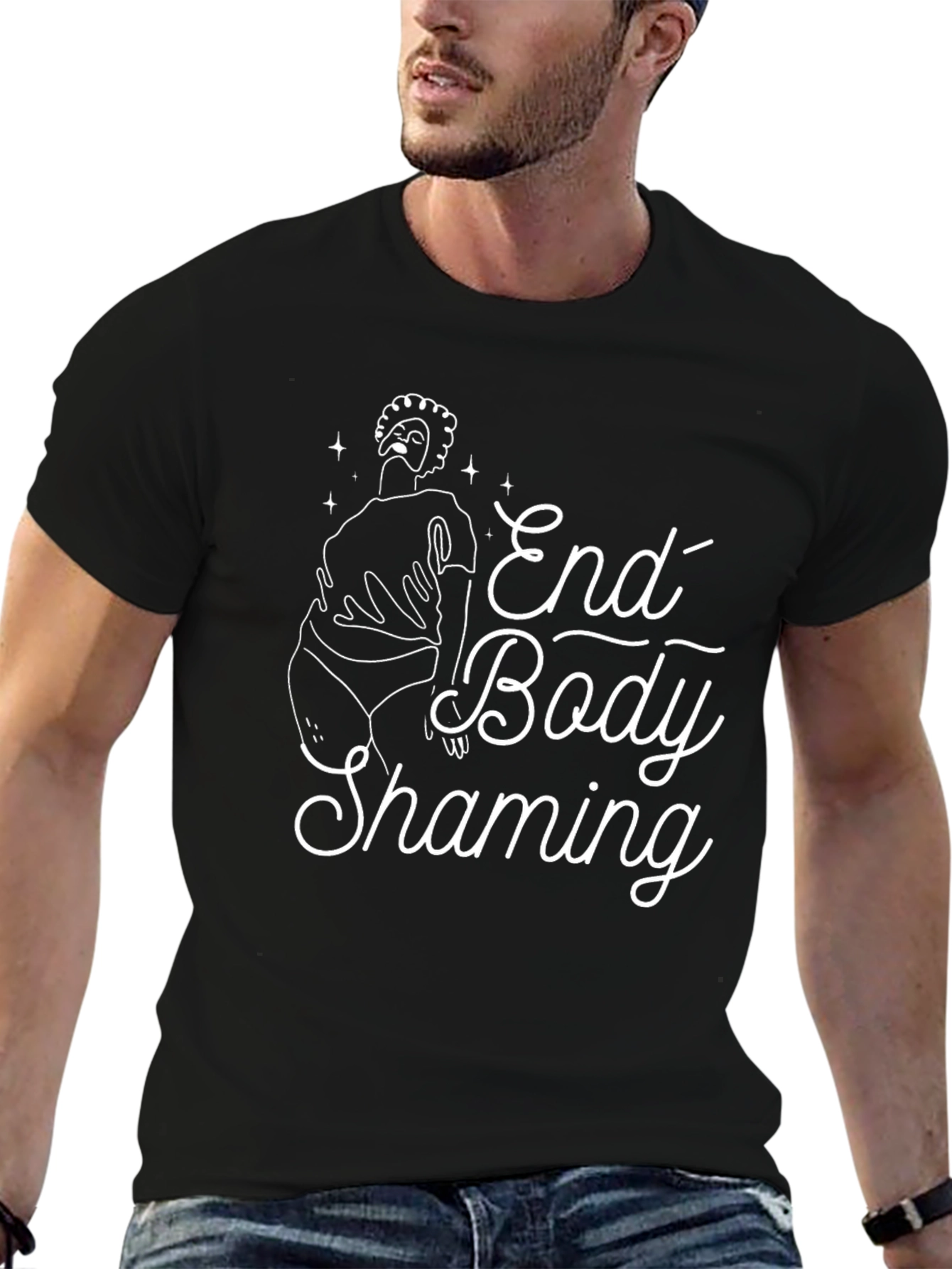 Black End Body Shaming Graphic Tee - Black view 6