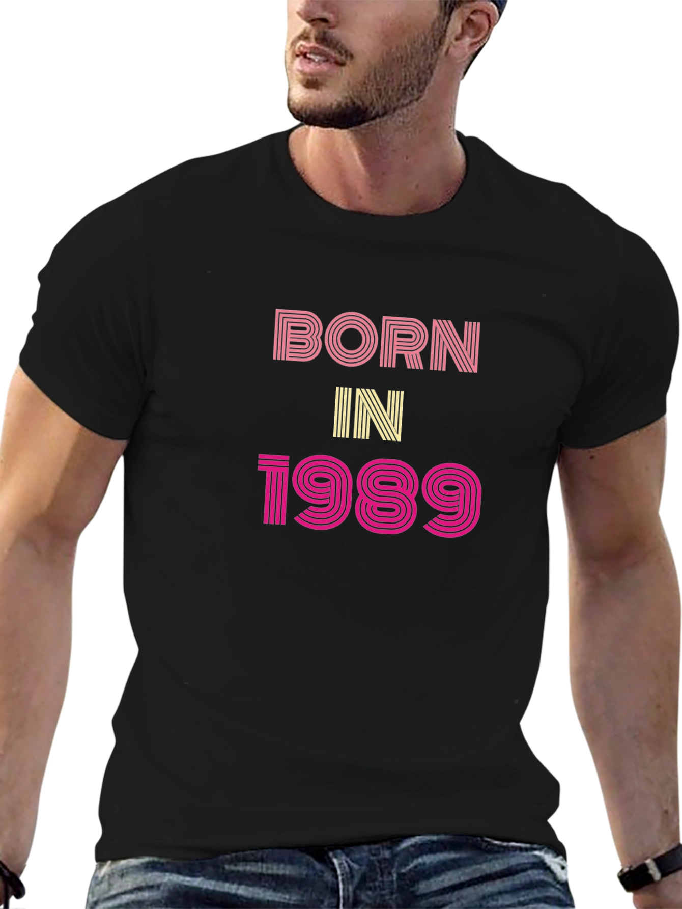 Black Born In 1989 Graphic Tee - Retro Birthday Shirt view 6