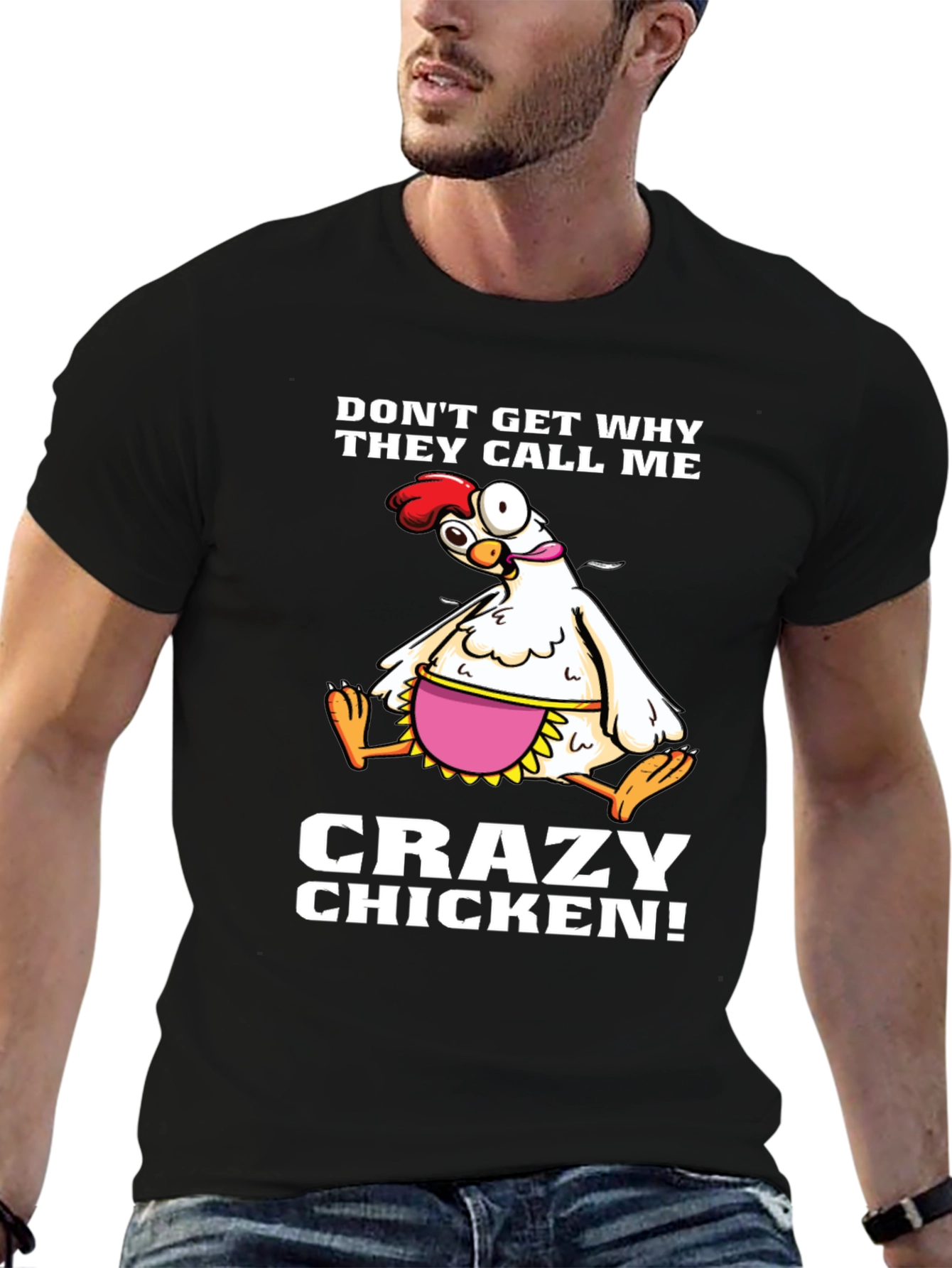 Black Crazy Chicken Graphic T-Shirt view 6