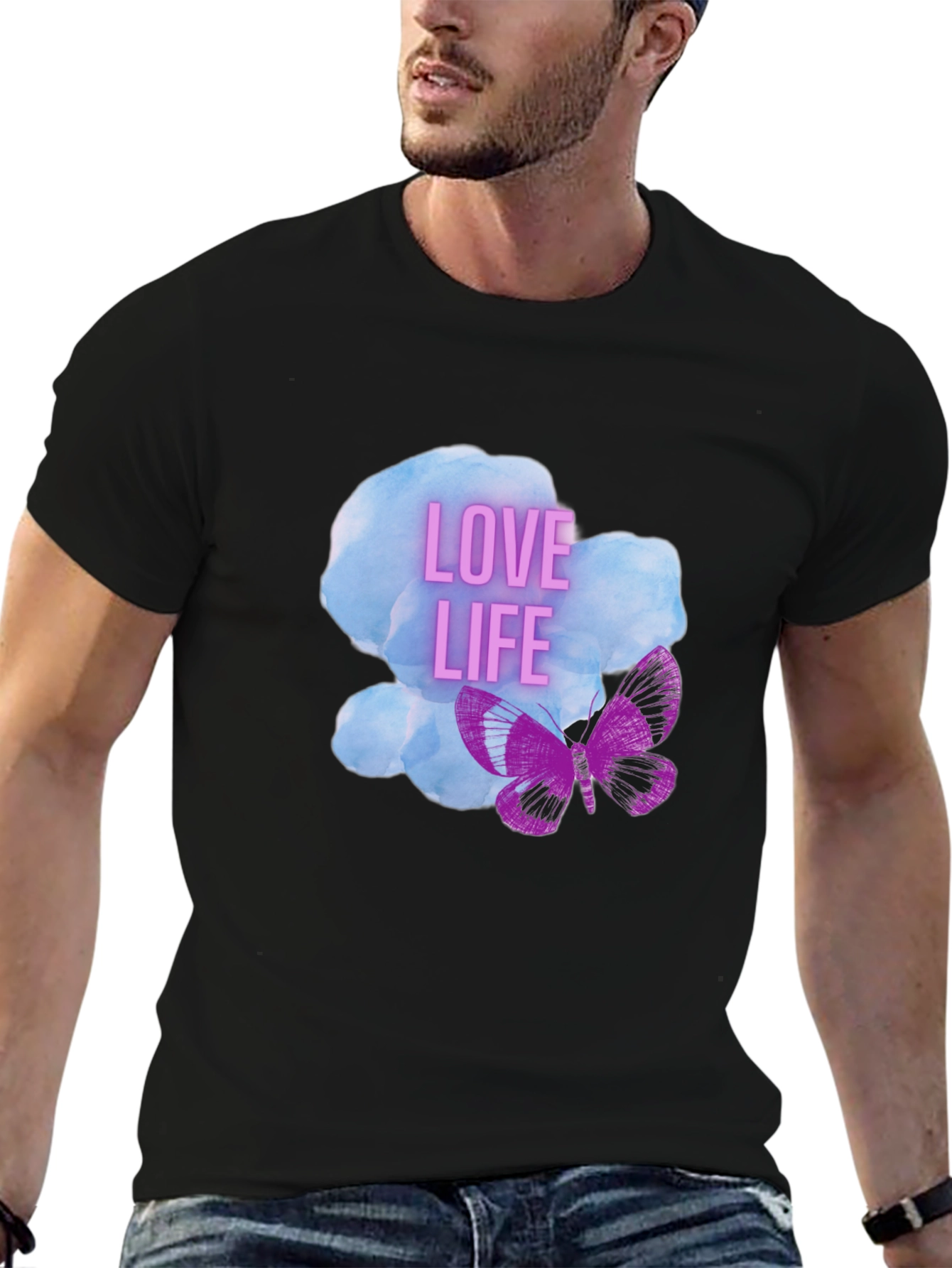 Black Love Life Butterfly Graphic Tee - Stylish Black T-Shirt view 6