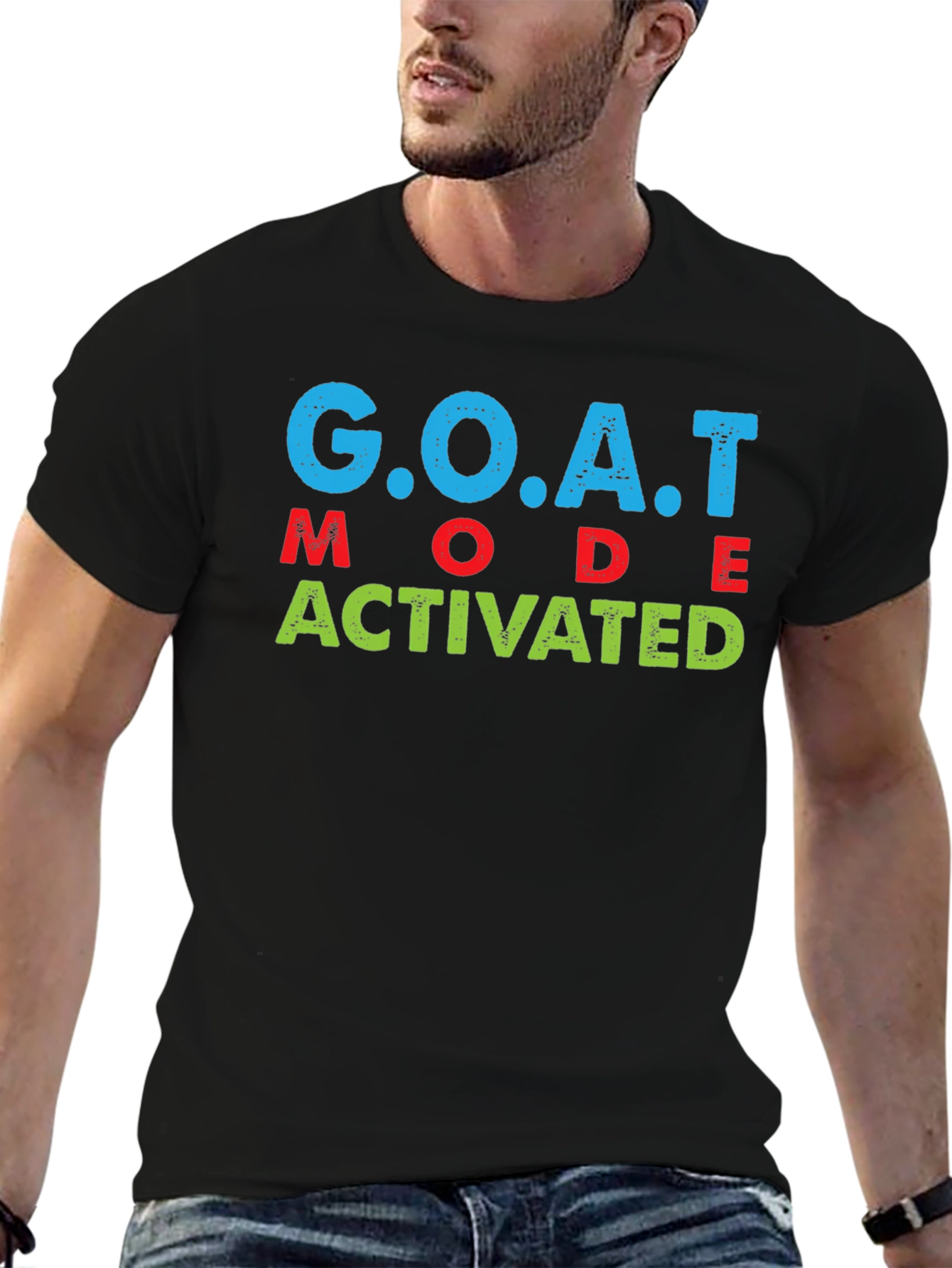 Black GOAT Mode Activated Graphic Tee view 6