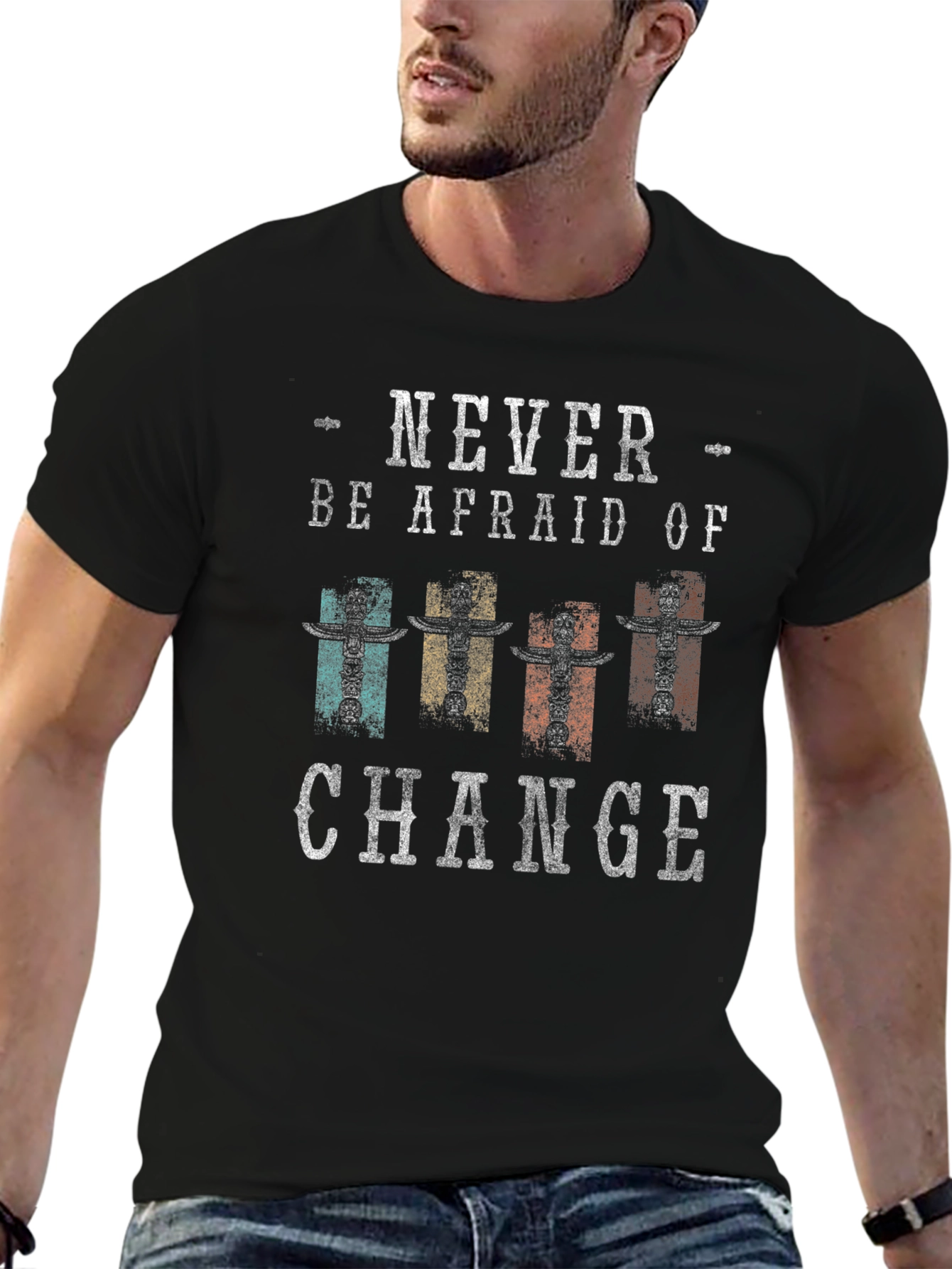 Black Never Be Afraid Of Change Graphic T-Shirt view 6