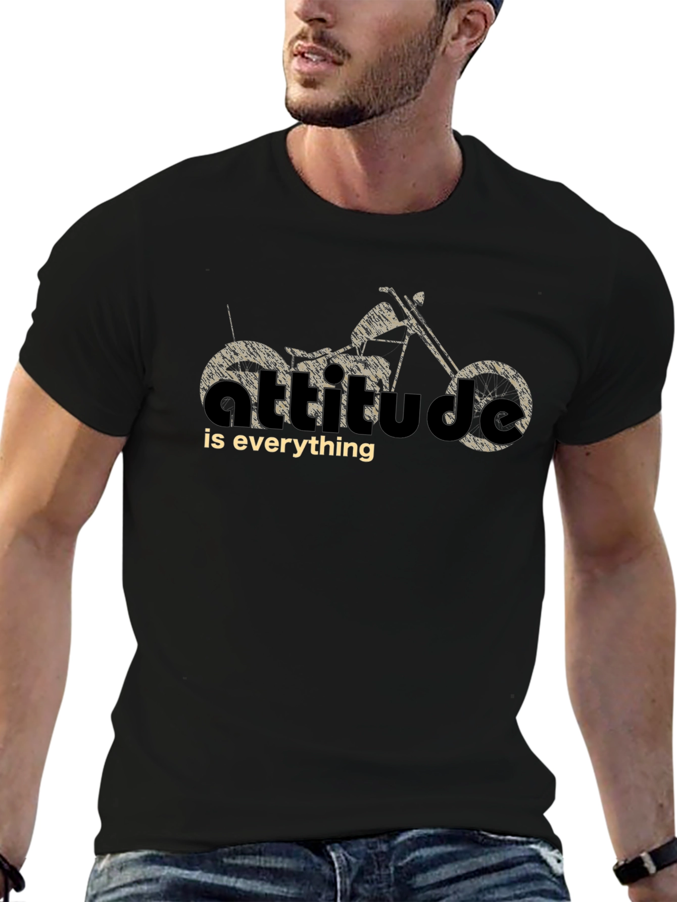 Black Attitude is Everything Motorcycle T-Shirt view 6