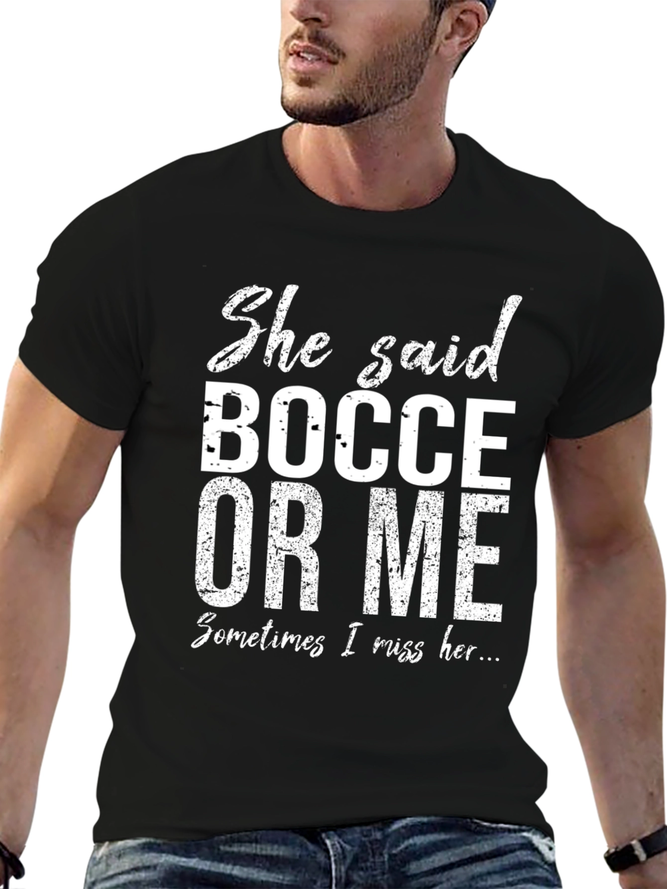 Black Bocce Or Me Funny Graphic T-Shirt view 6
