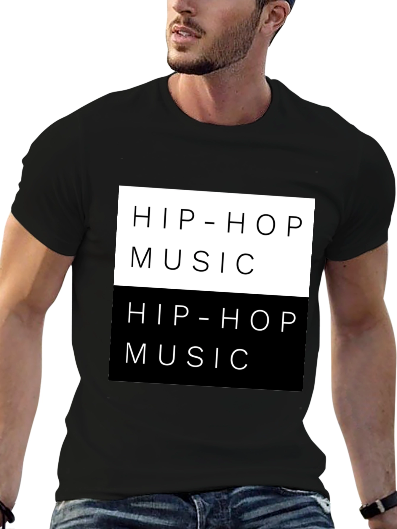 Black Hip-Hop Music T-Shirt Black Trendy Graphic Tee view 6
