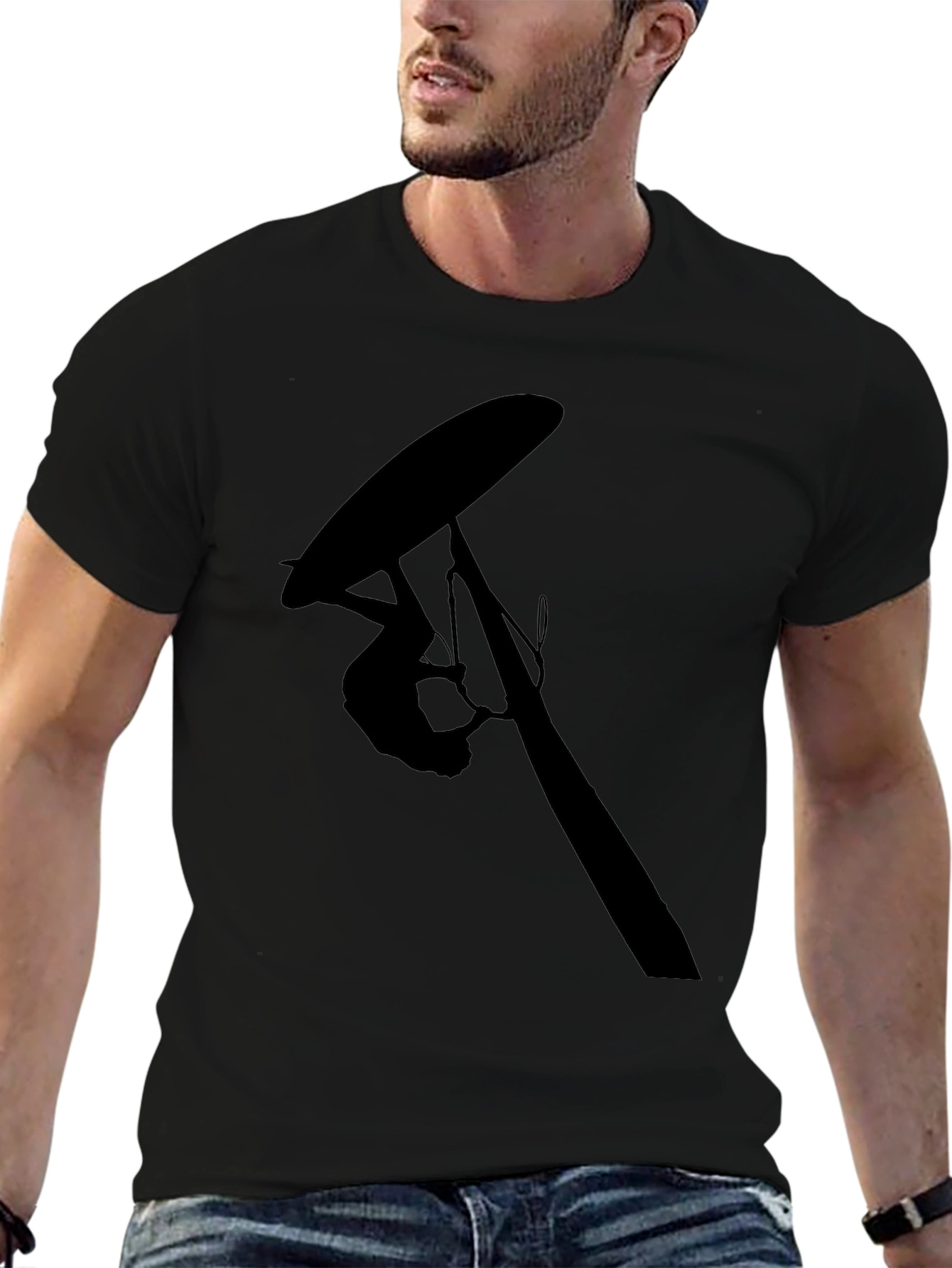 Black Black Hang Gliding Silhouette T-Shirt view 6