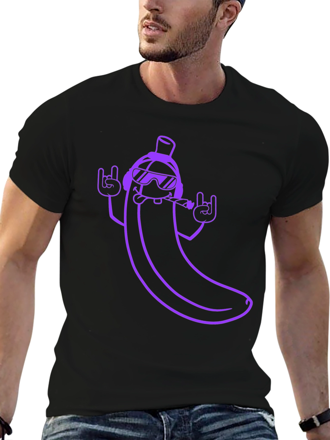 Black Cool Banana Graphic T-Shirt - Rock On Style! view 6