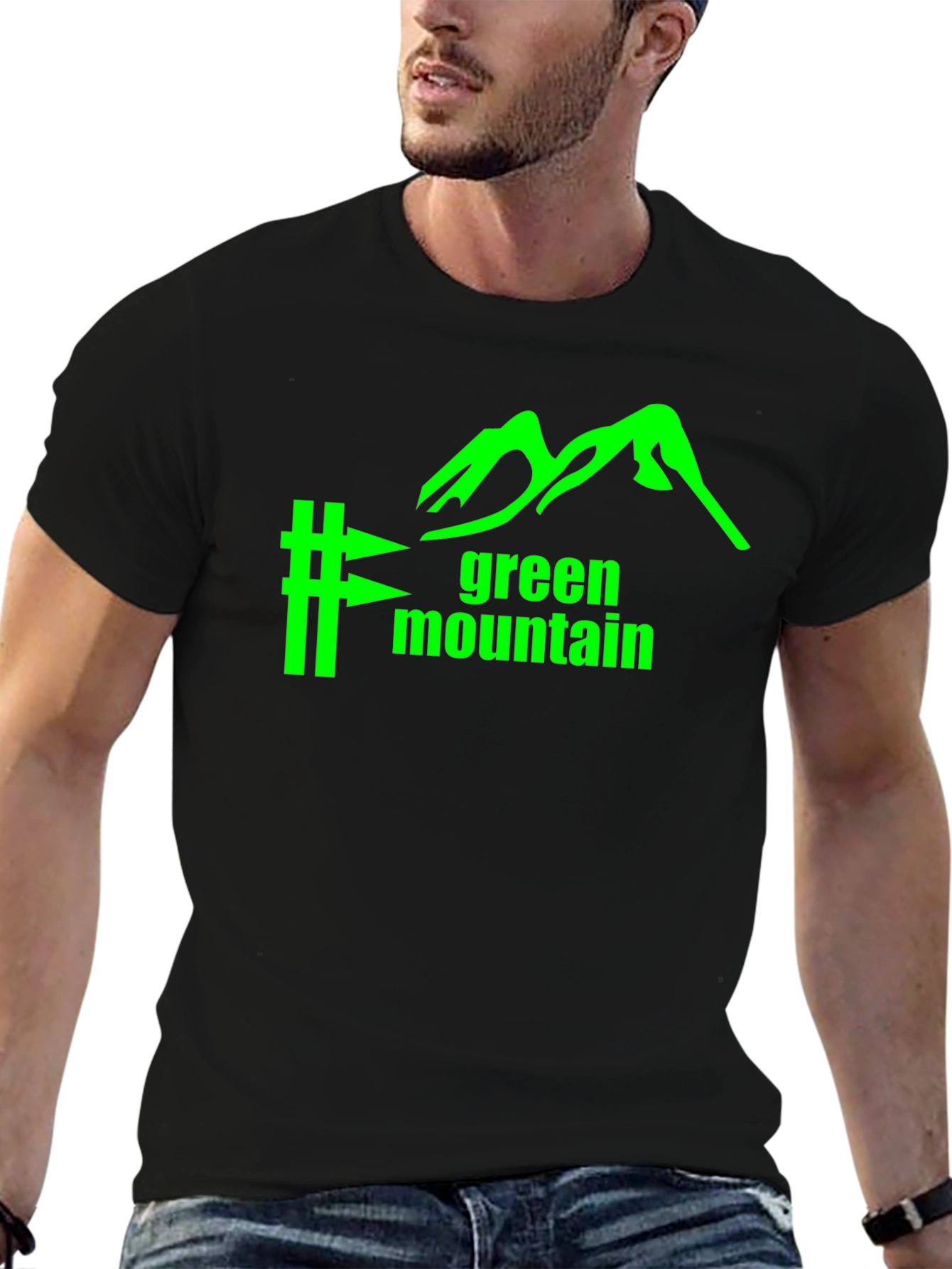 Black Green Mountain Graphic Tee - Black Cotton Blend view 6