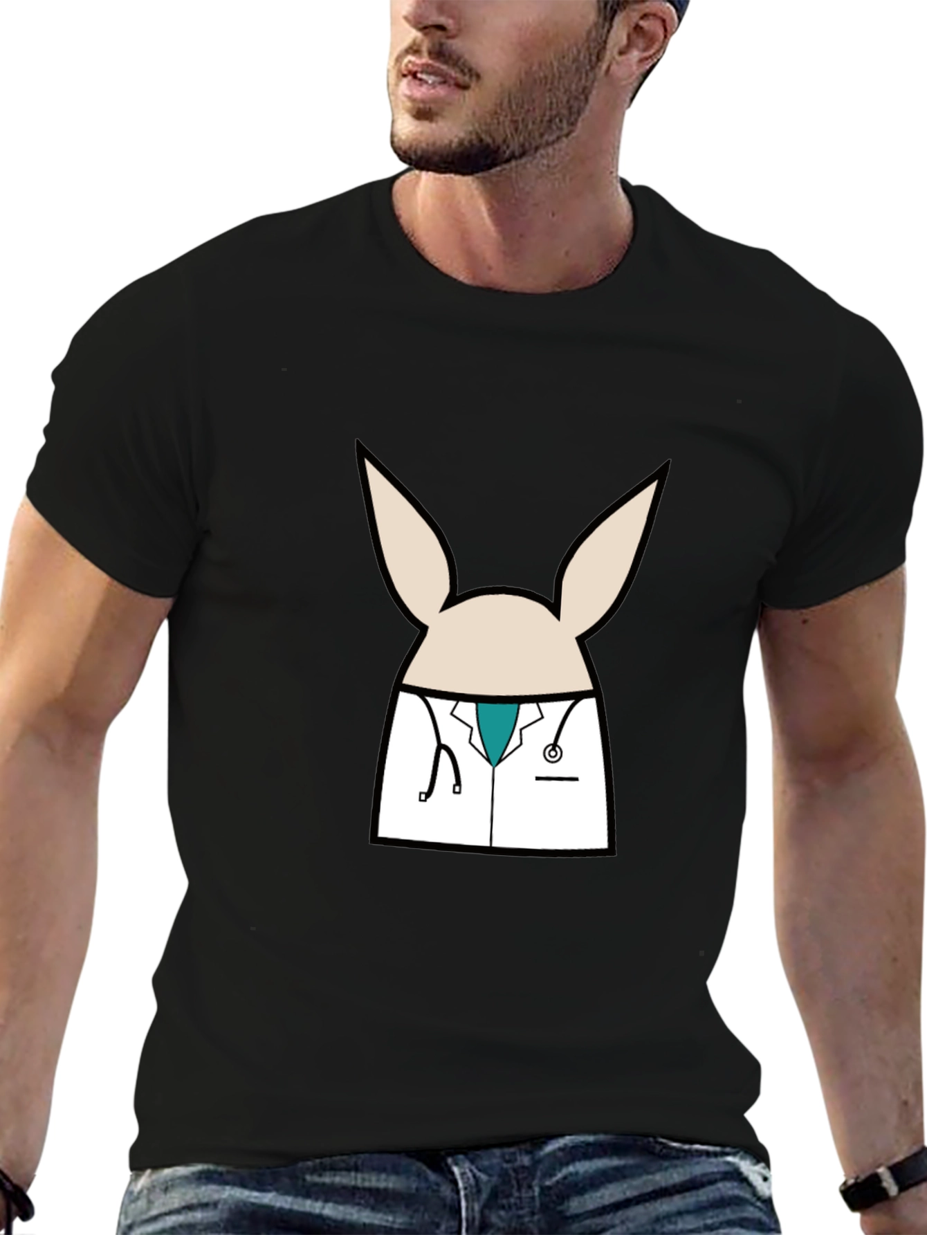 Black Doctor Bunny Black T-Shirt view 6