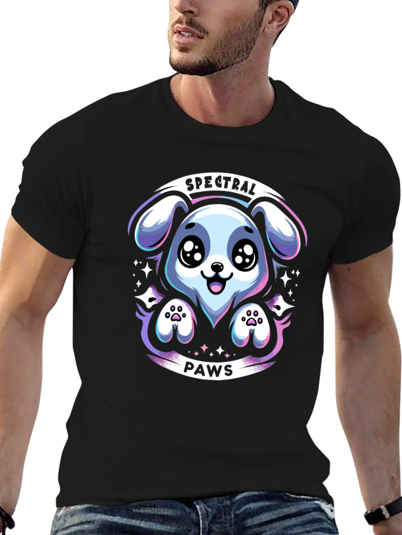 Black Spectral Paws Graphic Tee view 6
