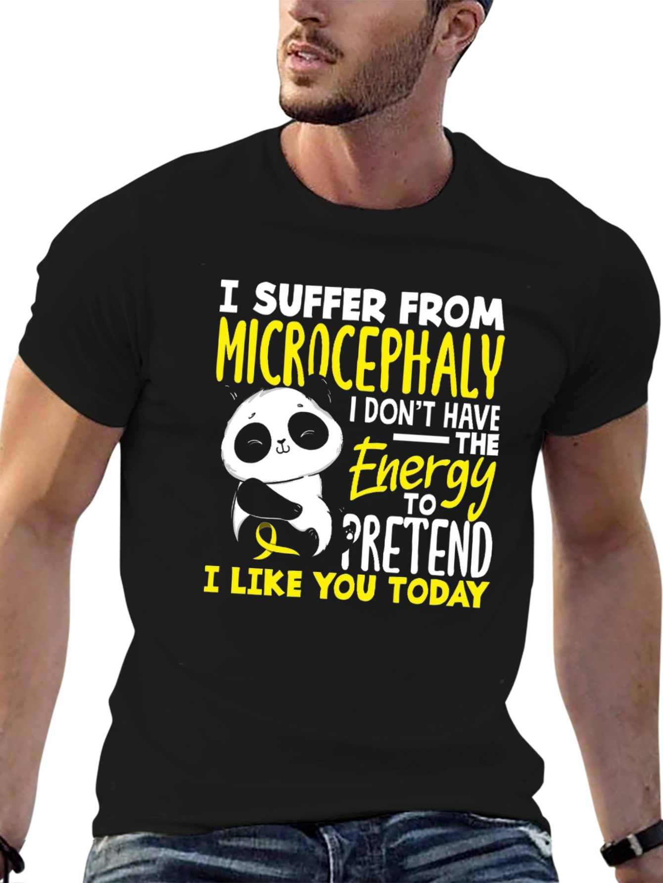 Black Microcephaly Panda T-Shirt - Energy to Pretend view 6