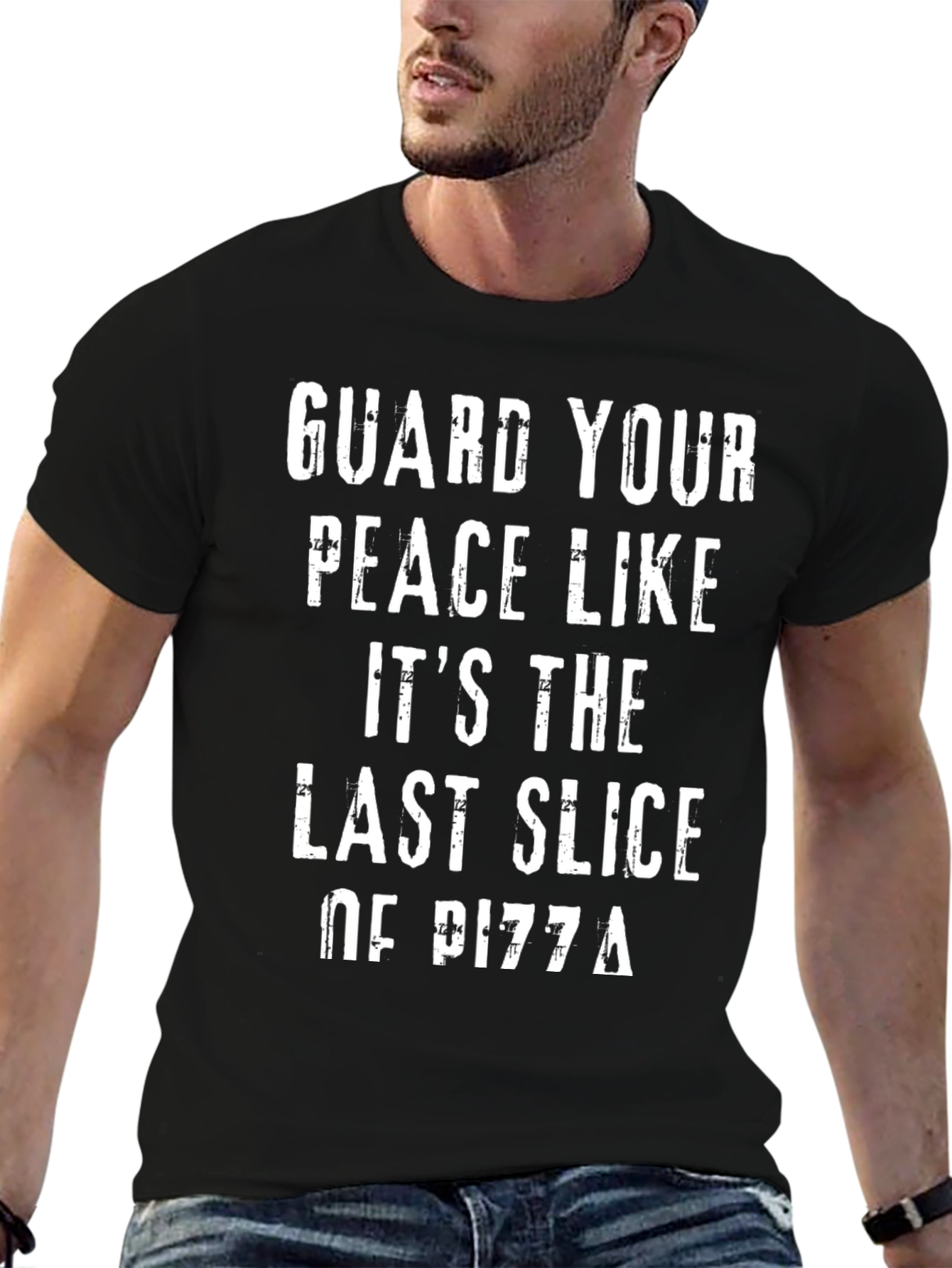 Black Guard Your Peace Pizza Slice Graphic Tee view 6