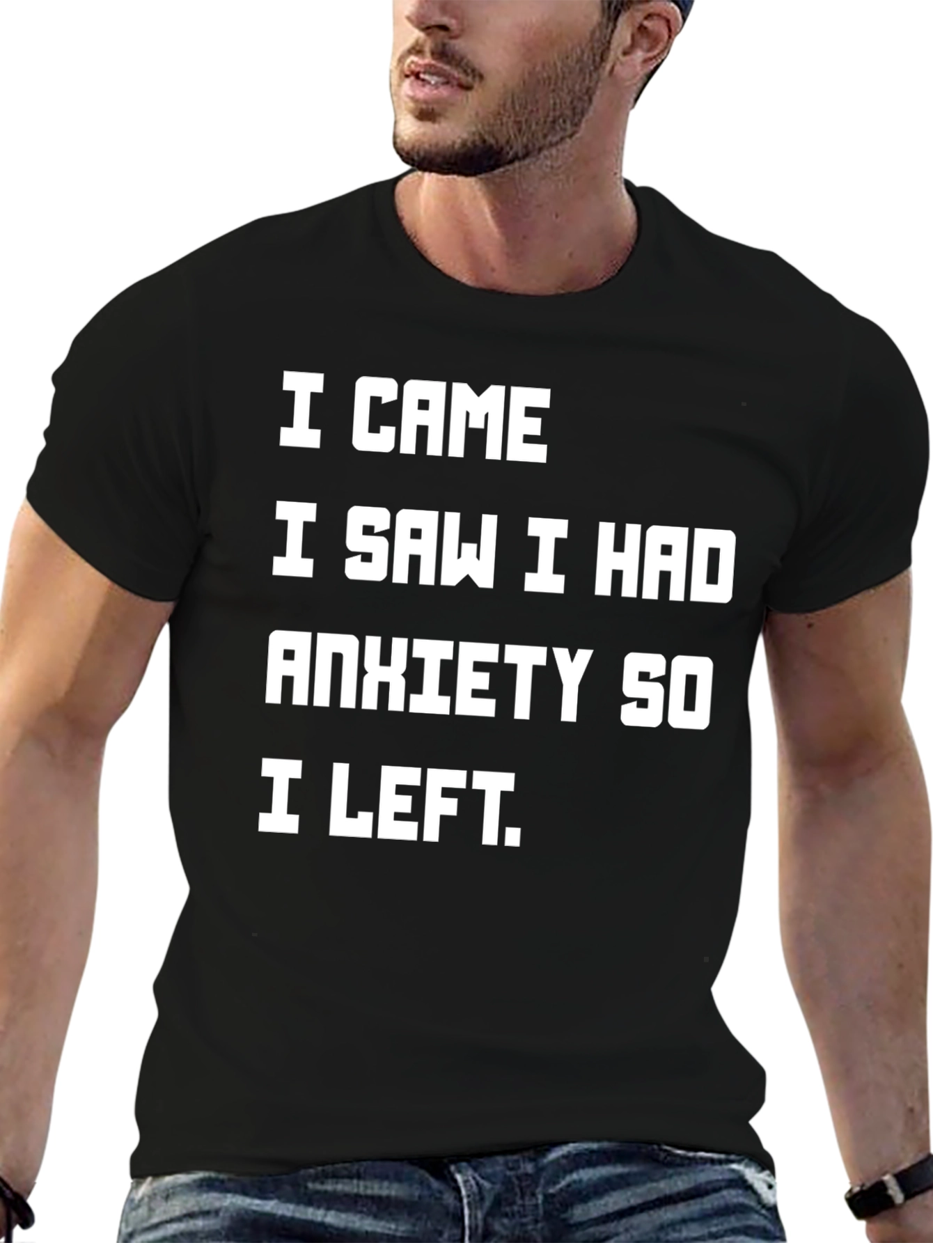 Black Anxiety Humor T-Shirt - Funny Introvert Tee view 6