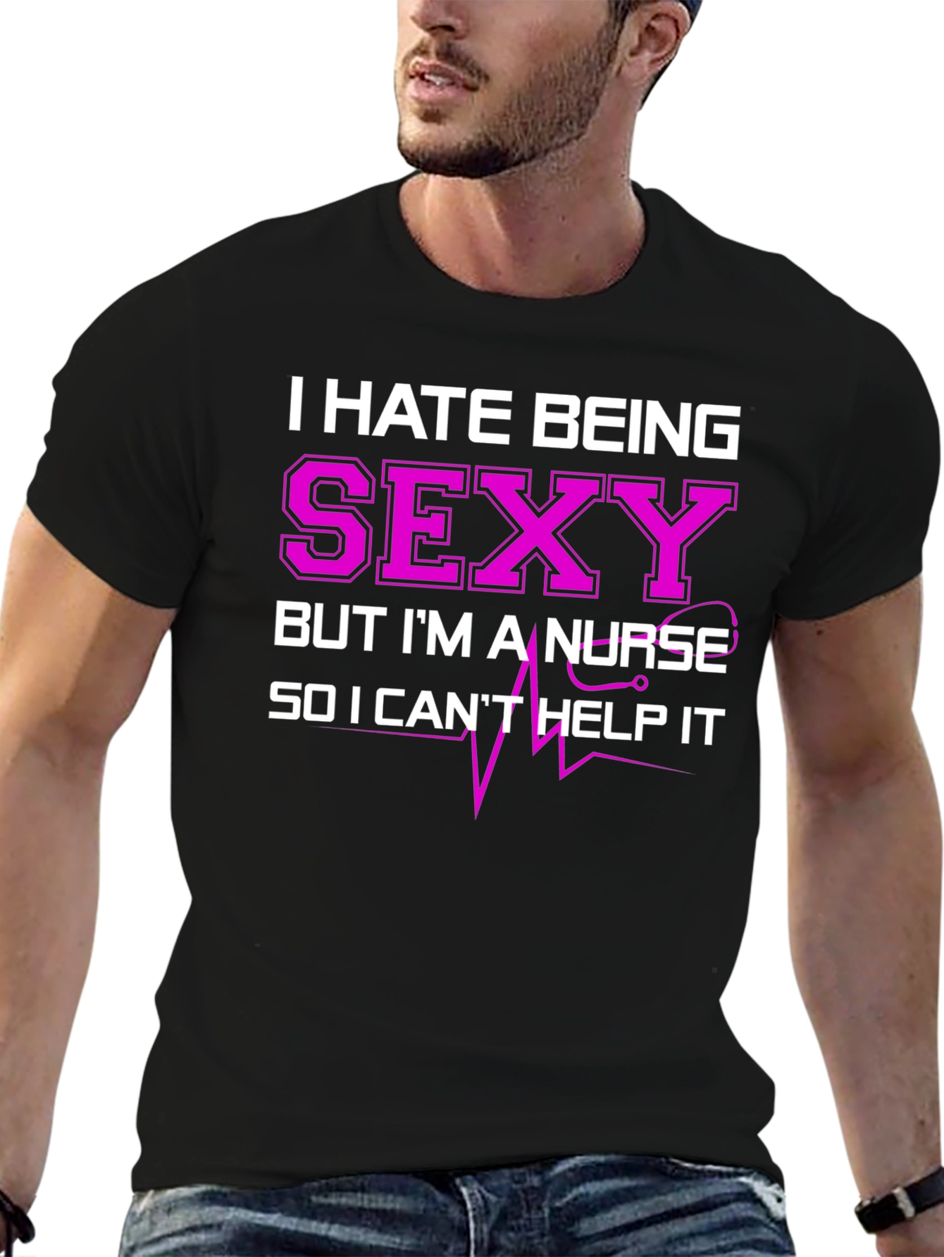 Black Funny Nurse T-Shirt - I Hate Being Sexy view 6