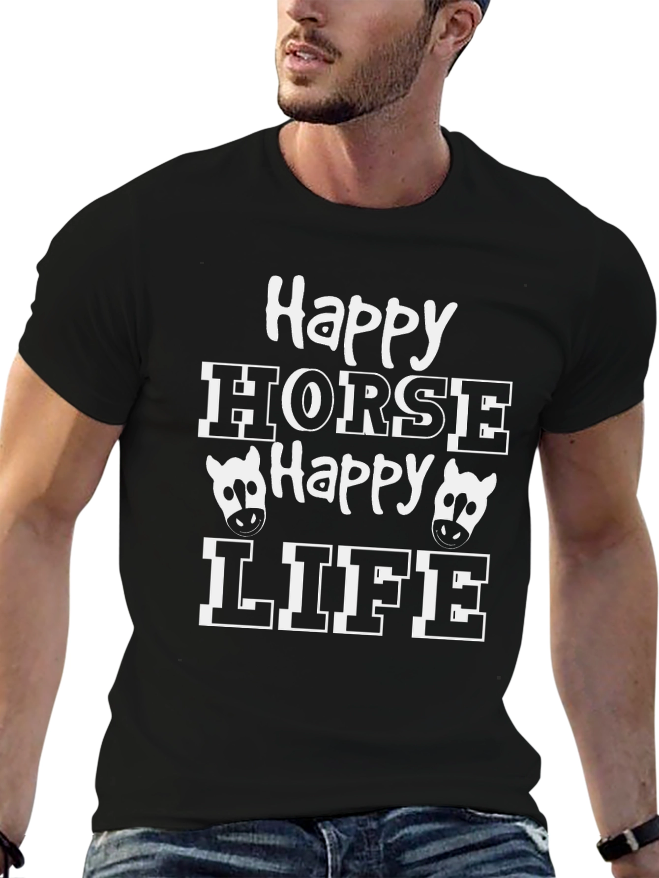 Black Happy Horse Happy Life Graphic T-Shirt view 6