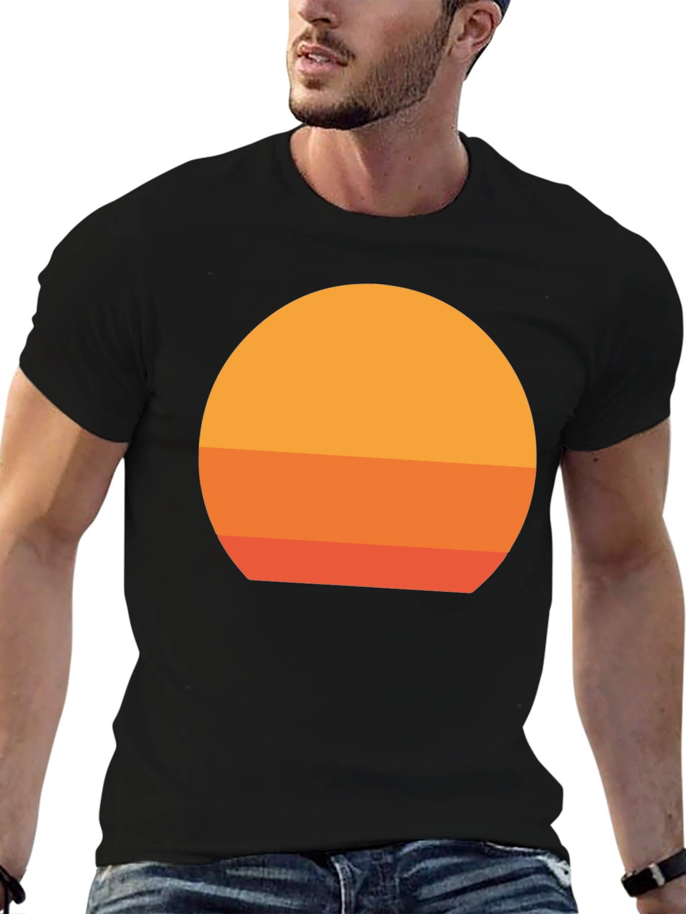 Black Retro Sunset Graphic Black T-Shirt view 6