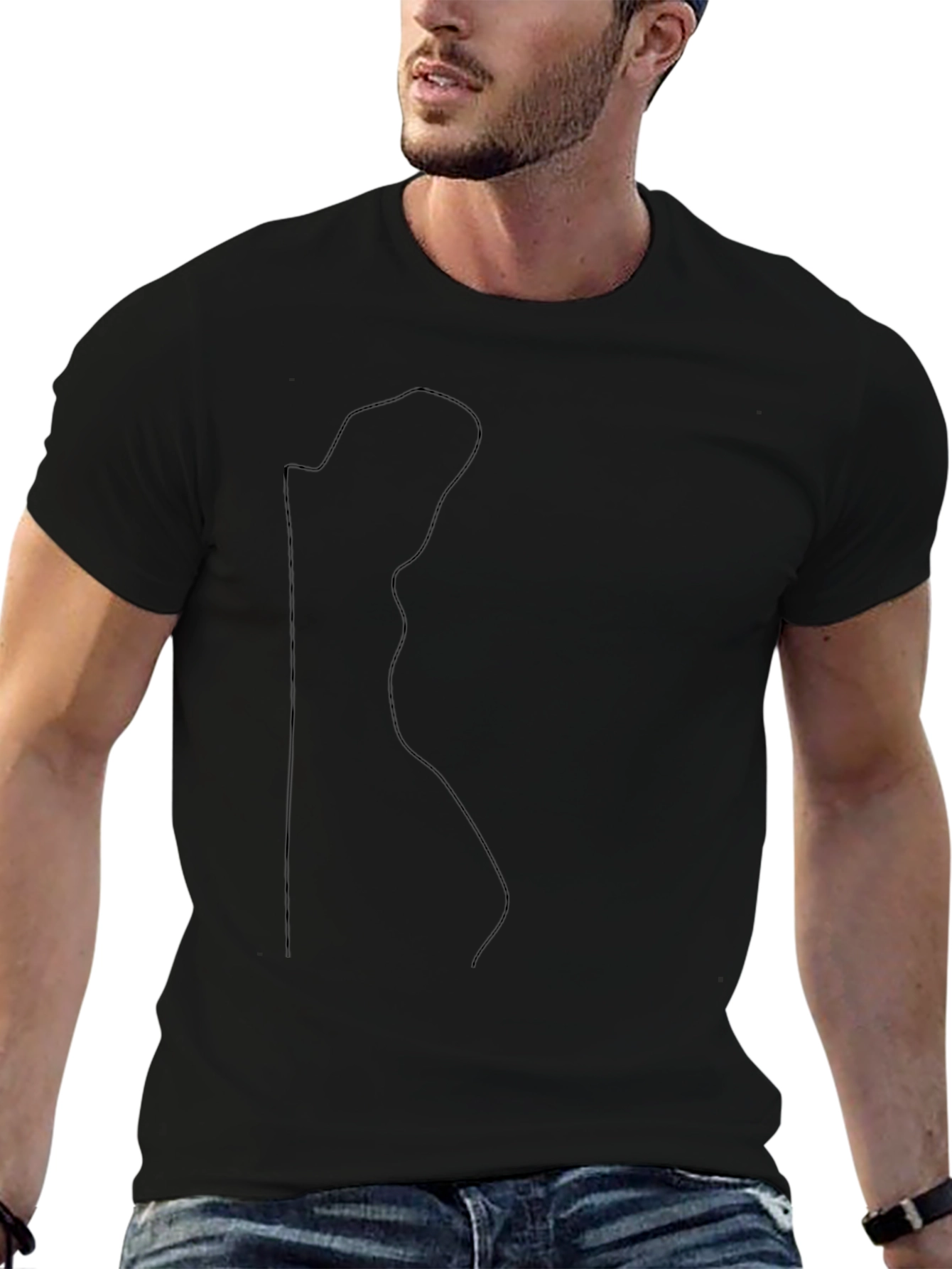 Black Black Graphic Tee - Abstract Silhouette view 6