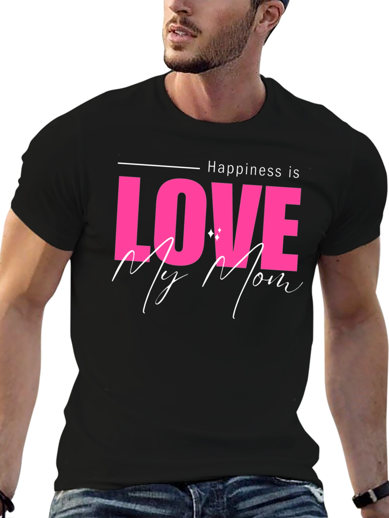 Black Happiness is Love My Mom Black T-Shirt view 6