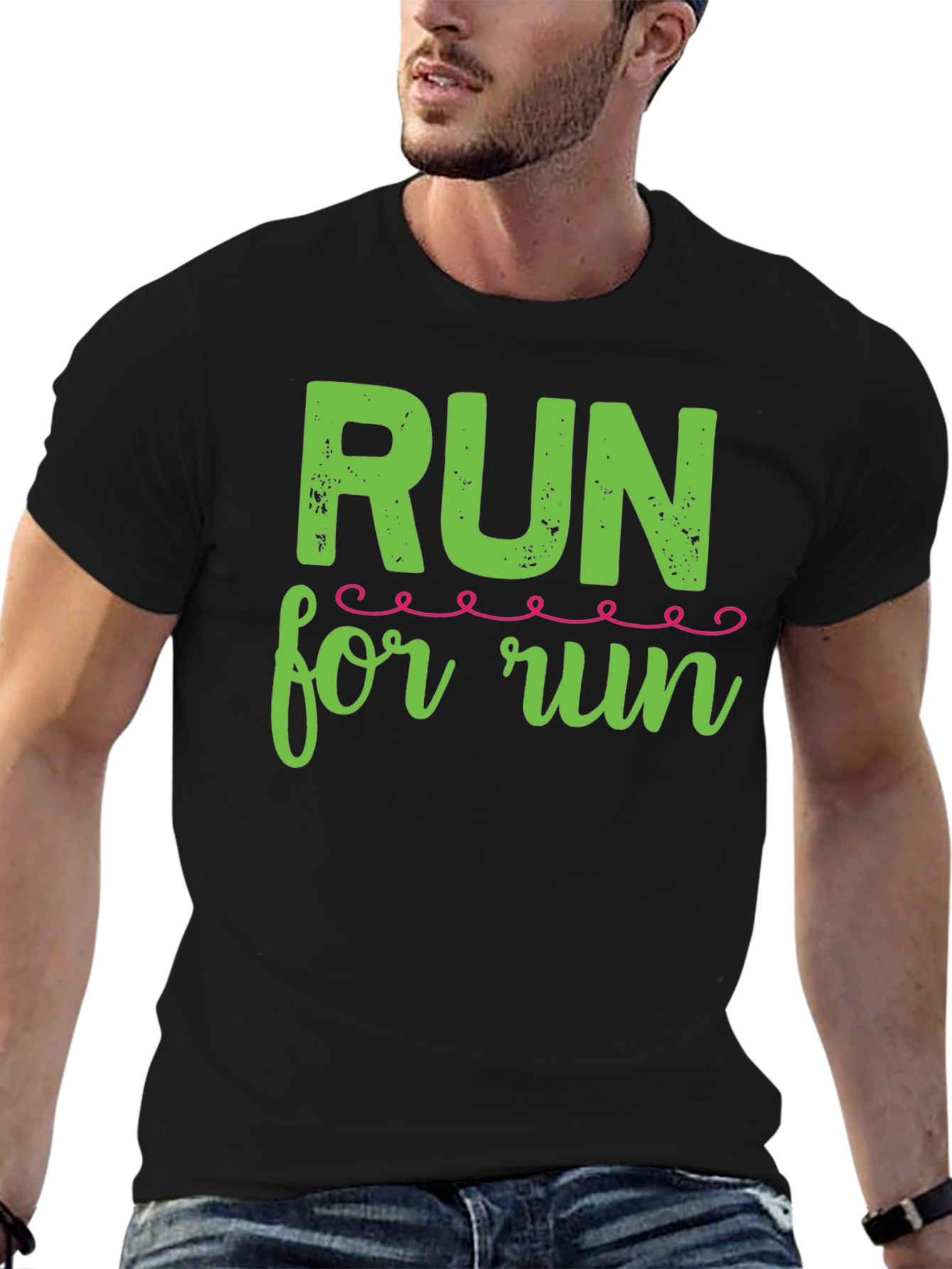 Black Run for Run Graphic Tee - Black Cotton Shirt view 6