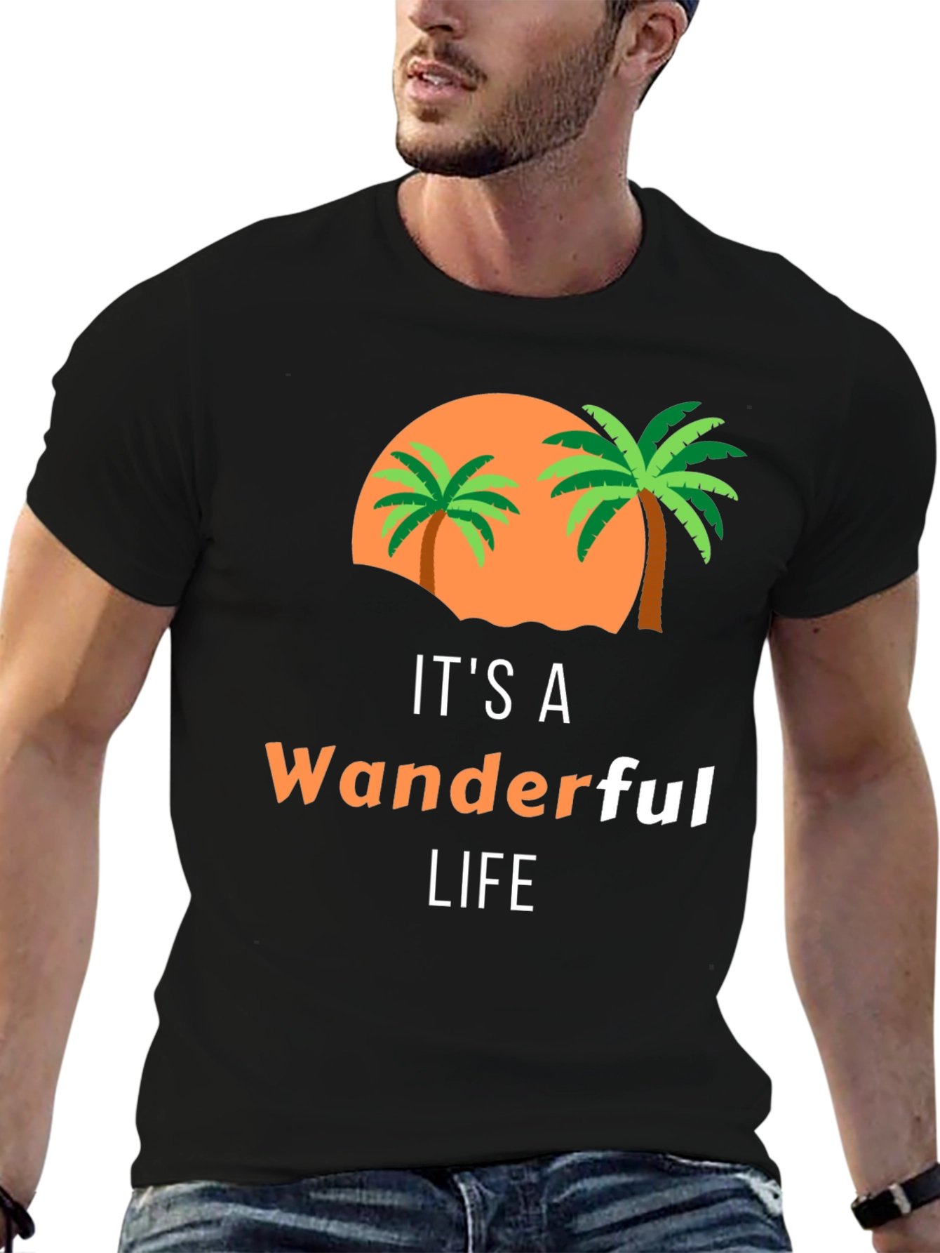 Black Wanderful Life Palm Tree Graphic Tee view 6