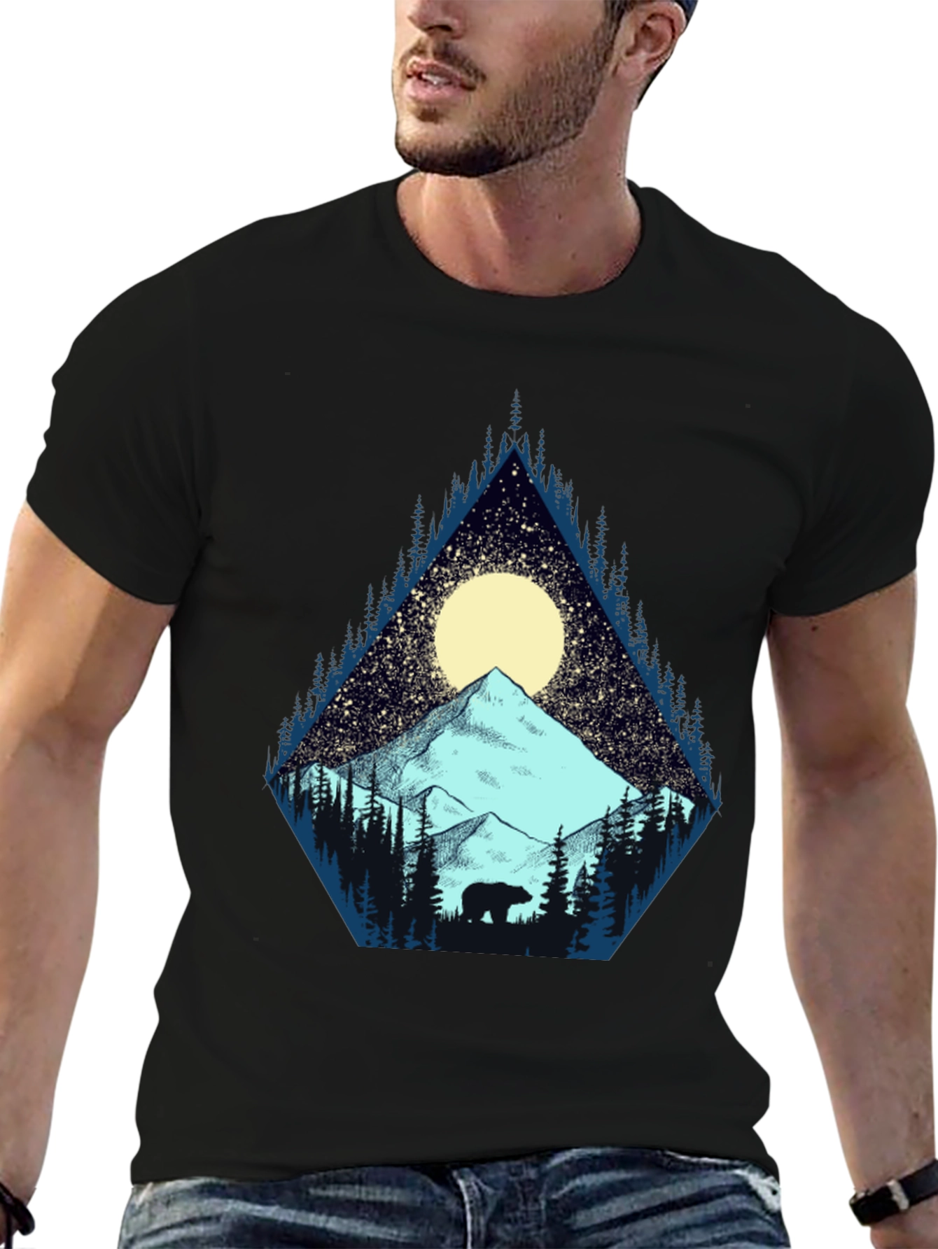 Black Mountain Bear Graphic Tee - Nature Adventure Shirt view 6