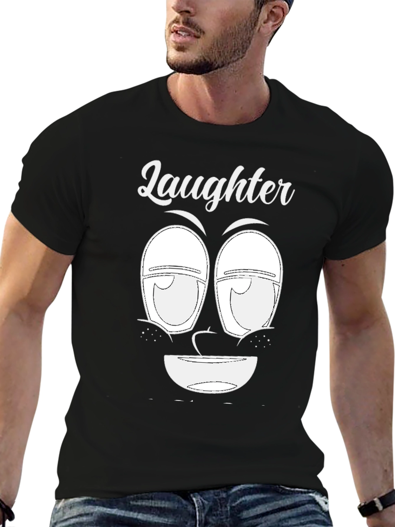Black Laughter Face Graphic Tee - Unique Design, Soft Cotton view 6
