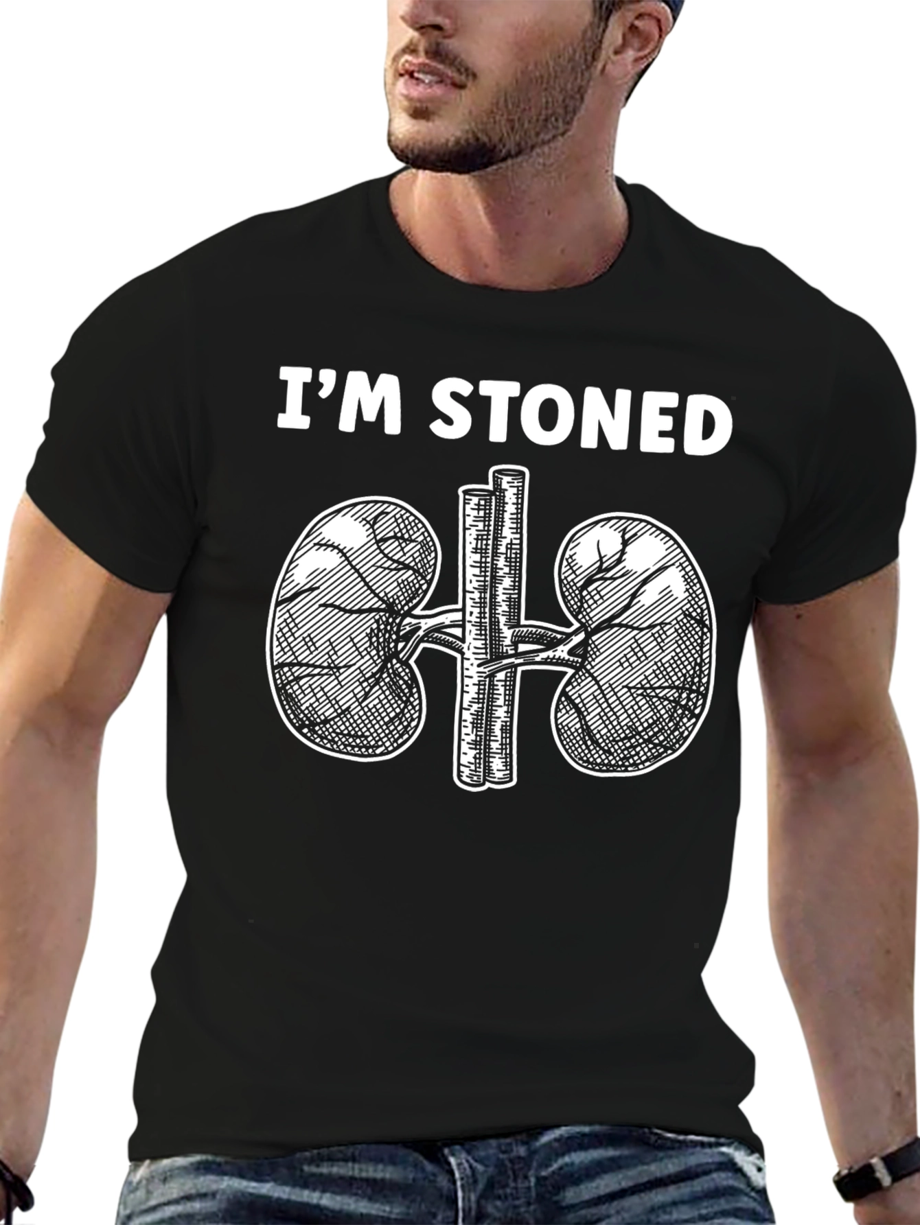 Black I'm Stoned Kidney Humor Graphic Tee view 6