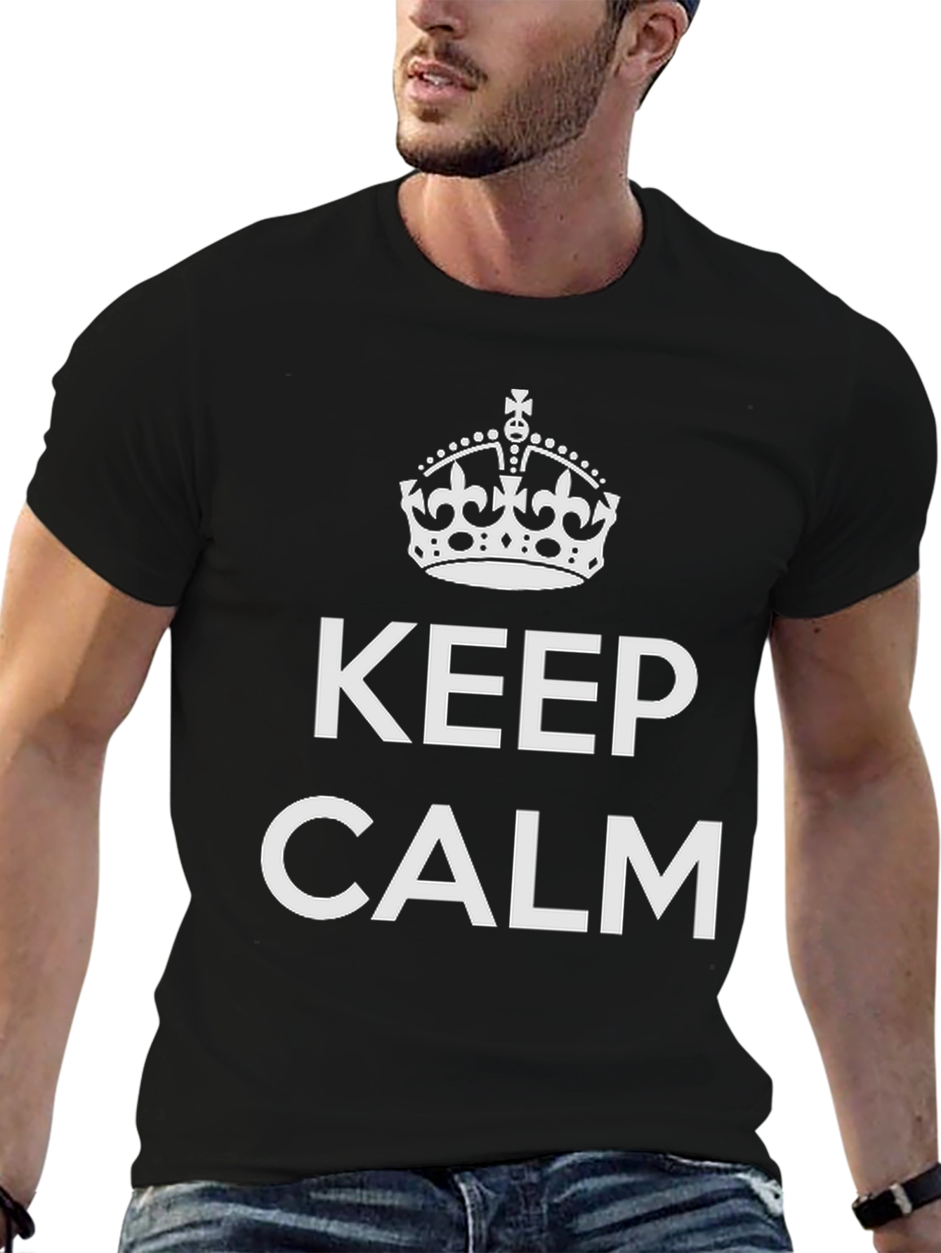 Black Keep Calm Graphic Tee - Black view 6