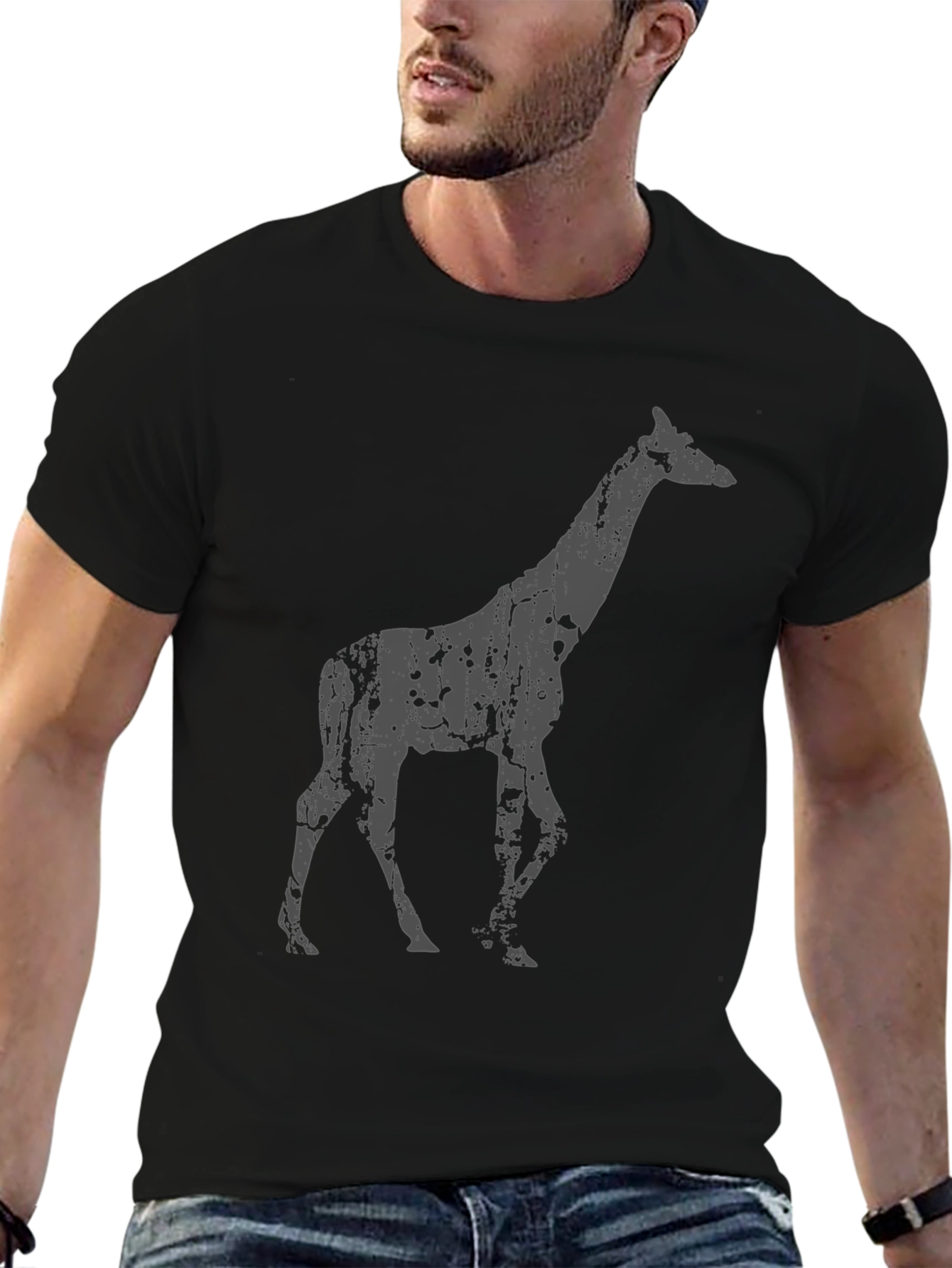 Black Giraffe Graphic Black T-Shirt view 6