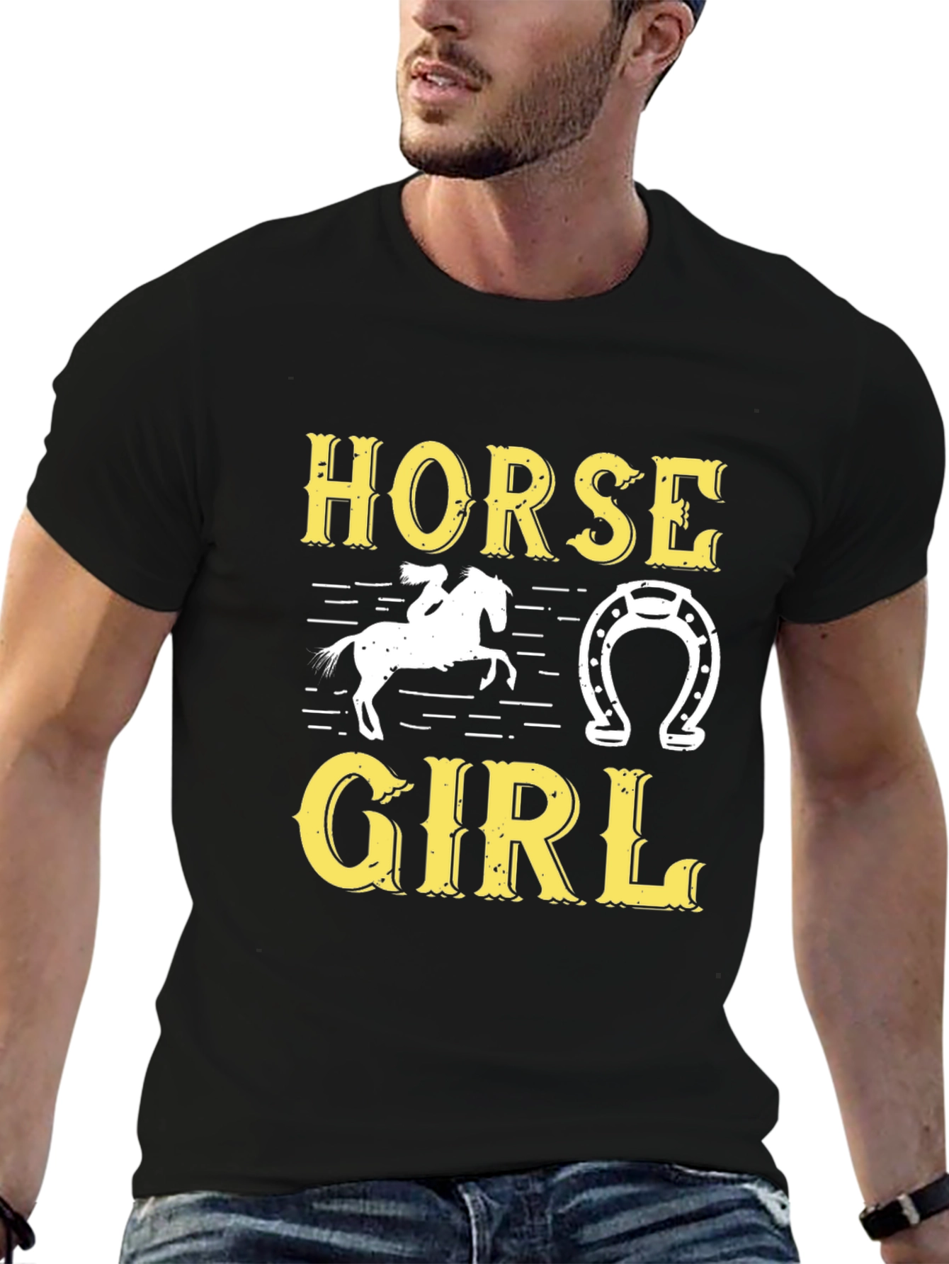 Black Horse Girl T-Shirt - Equestrian Tee view 6