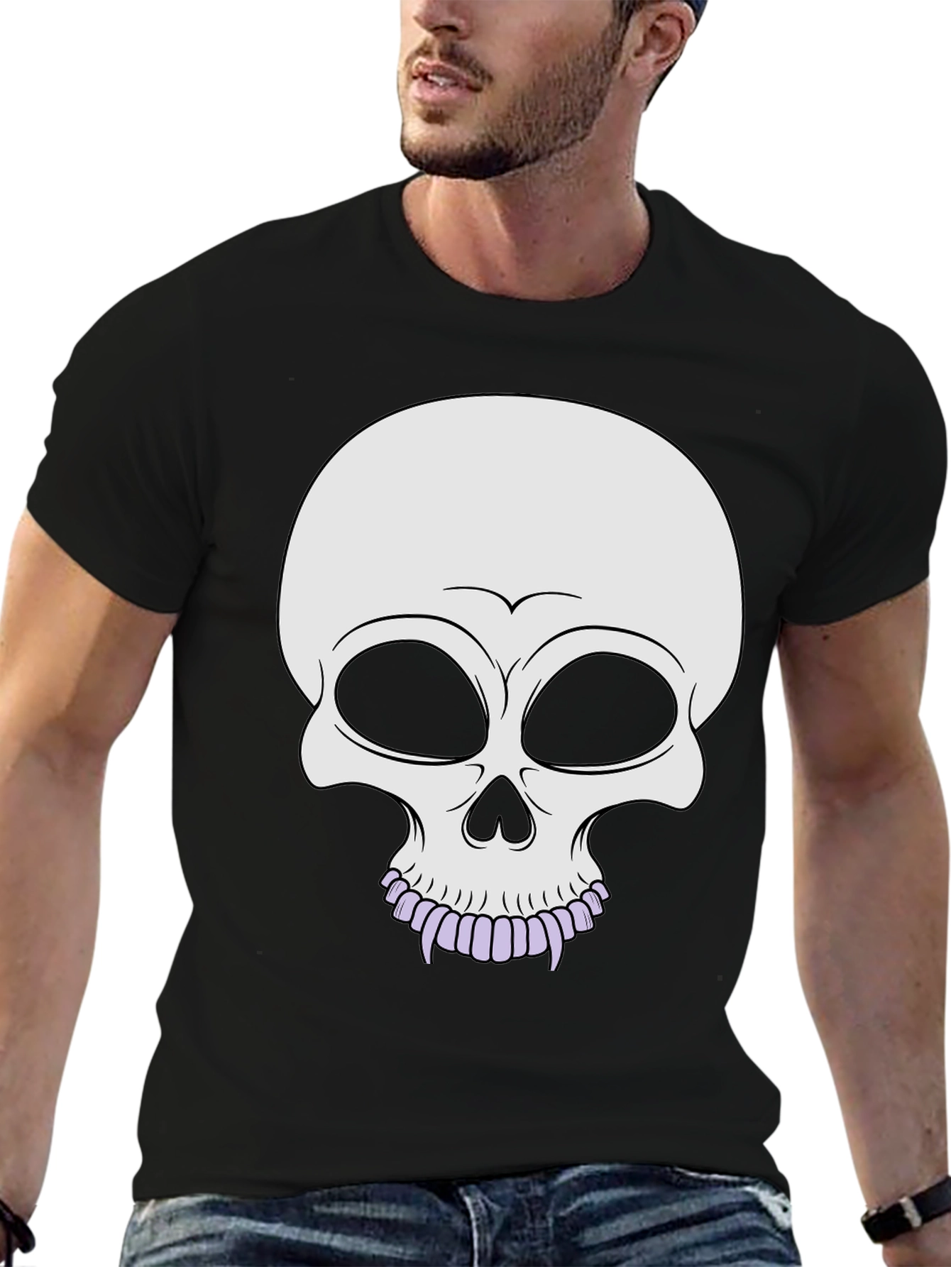 Black Skull Graphic Tee - Stylish Halloween Apparel view 6
