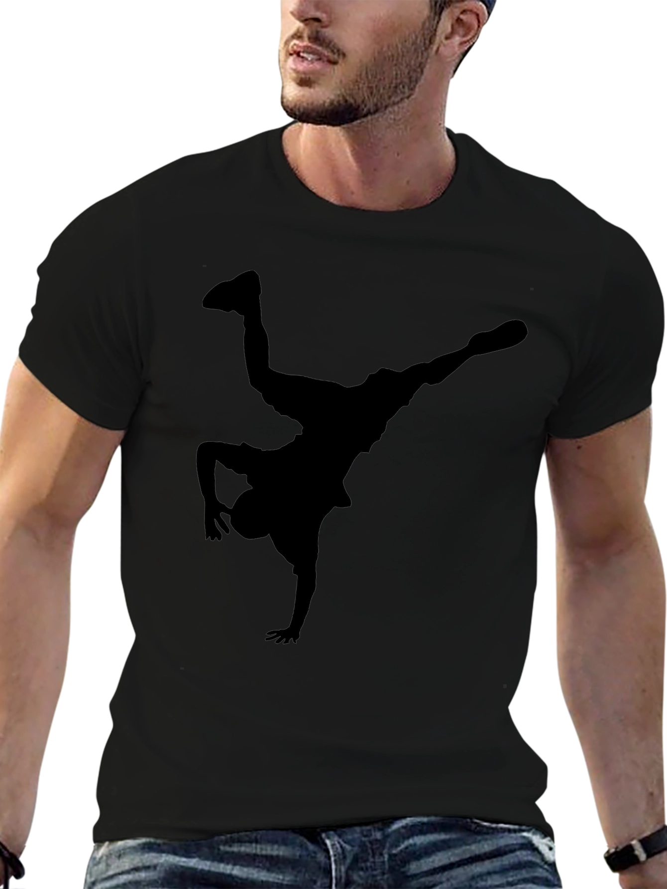 Black Breakdancer Silhouette Graphic Tee - Black view 6