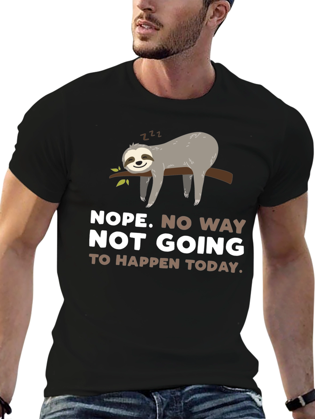 Black Nope Sloth Graphic T-Shirt view 6