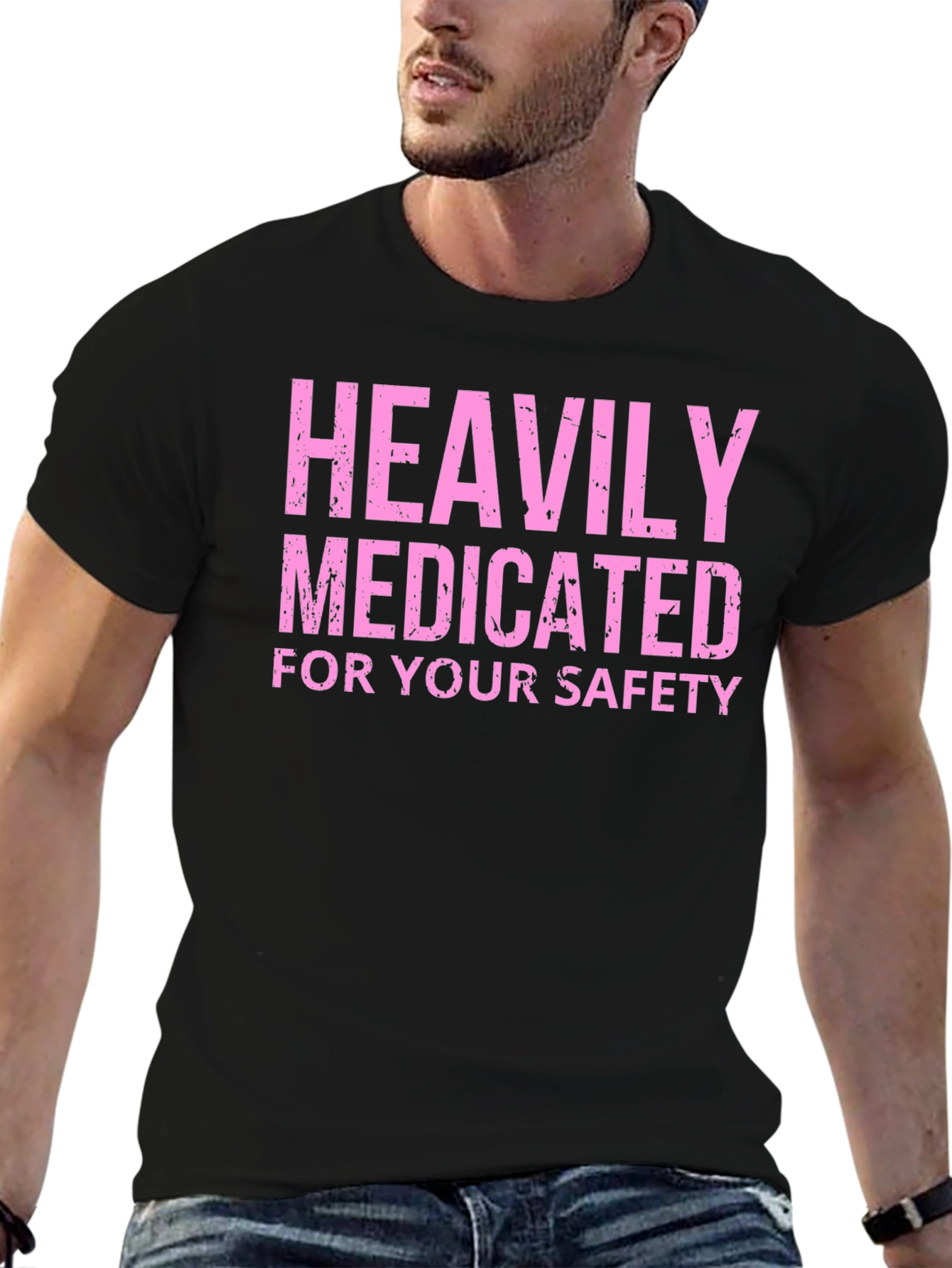 Black Heavily Medicated Funny Graphic Tee view 6