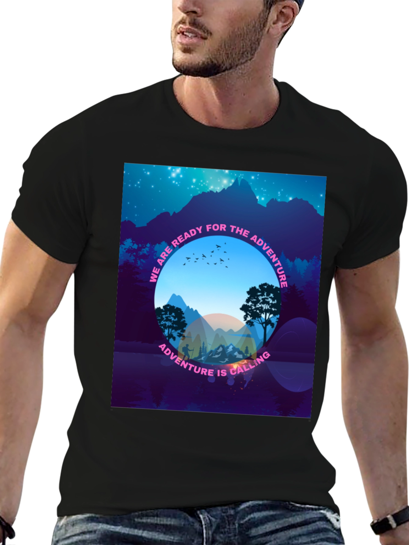 Black Adventure Calling T-Shirt - Ready for the Outdoors view 6