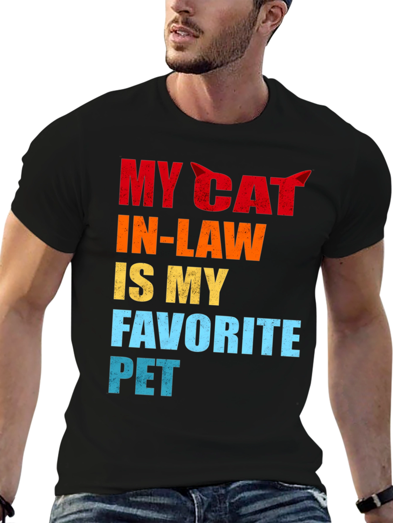 Black My Cat In-Law Favorite Pet Graphic T-Shirt view 6
